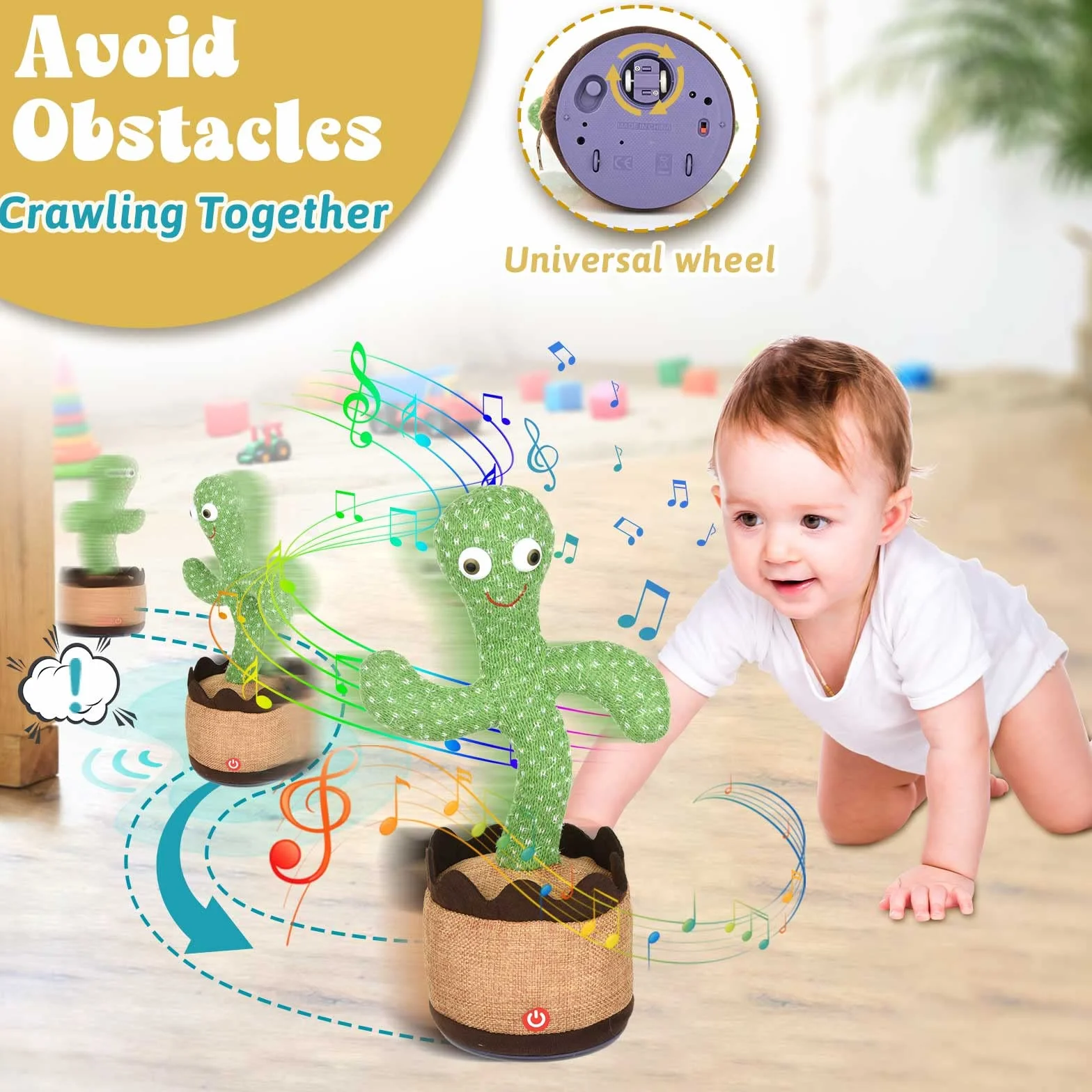 SHAVINGFUN Cactus Parlant en Peluche - Jouet éducatif avec enregistrement vocal pour bébés