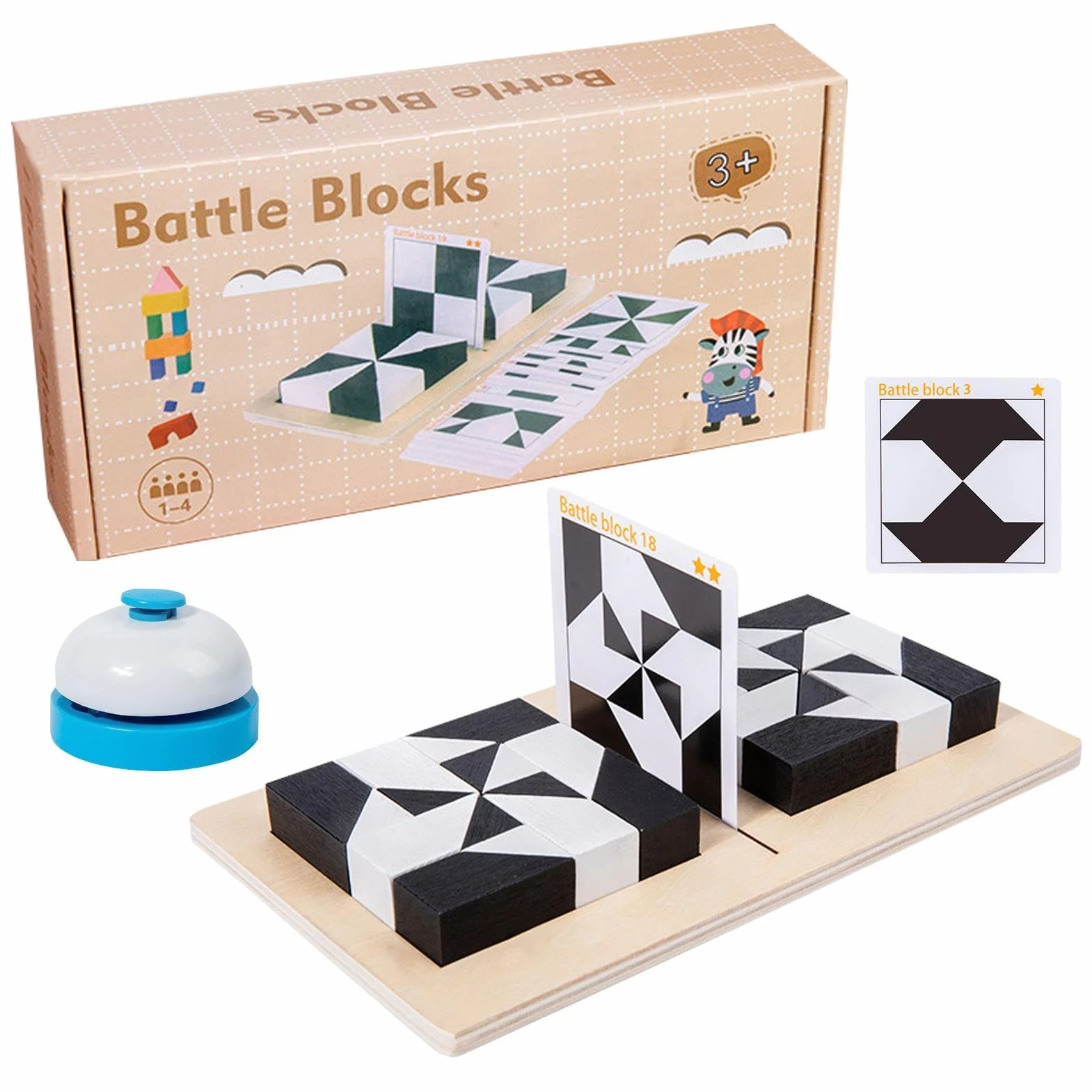 Block Puzzle Battle - Ensemble de Blocs en Bois, Puzzle Géométrique