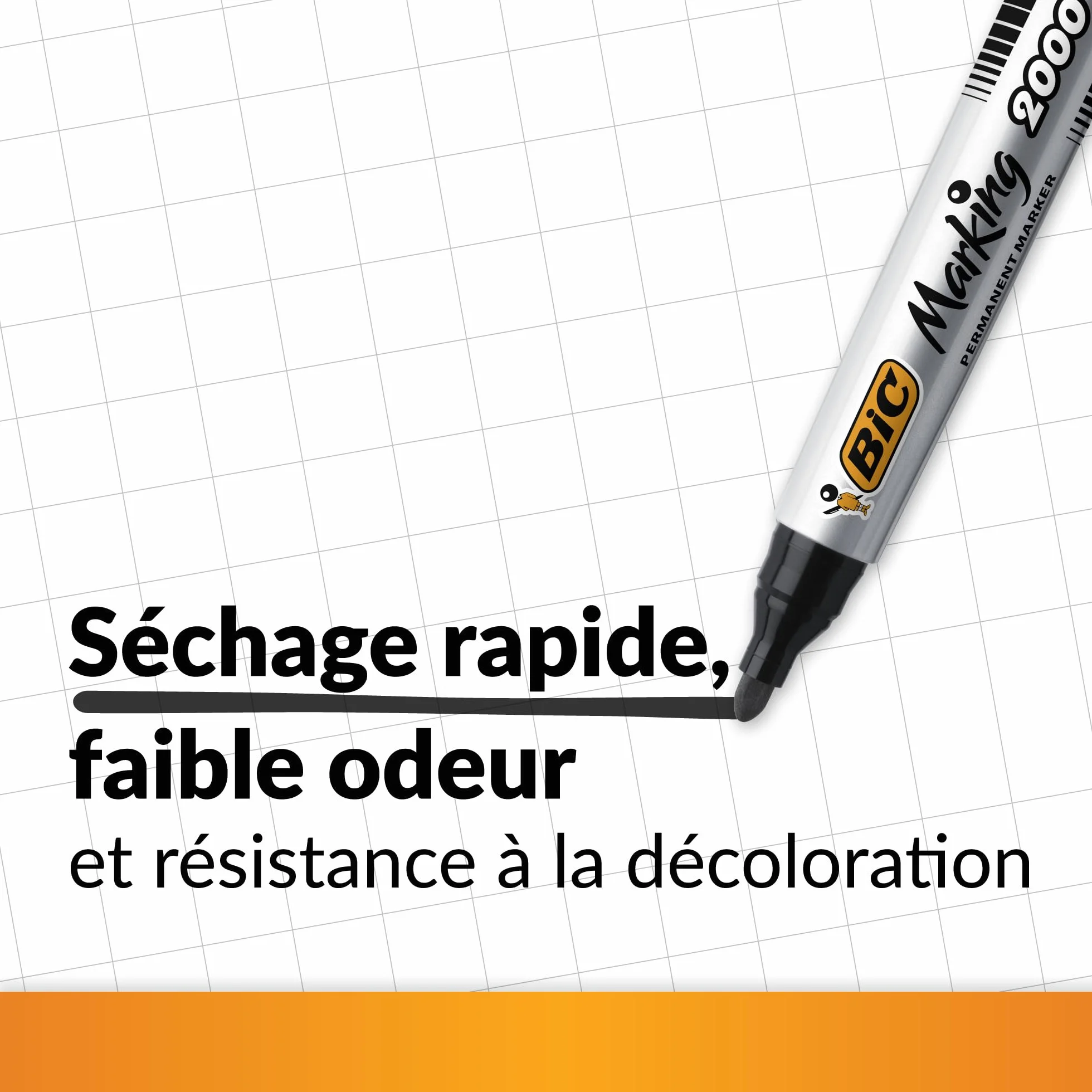 BIC Marking 2000 ECOlutions Marqueurs Permanents Pointe Conique Moyenne Noir Boîte de 12