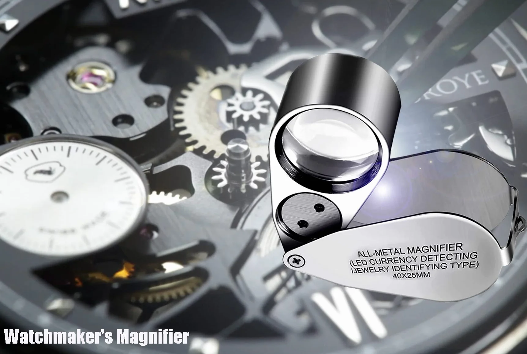 Loupe Bijoutier 40X en Acier Inoxydable pour Diamants, Bijoux, Pièces de Monnaie