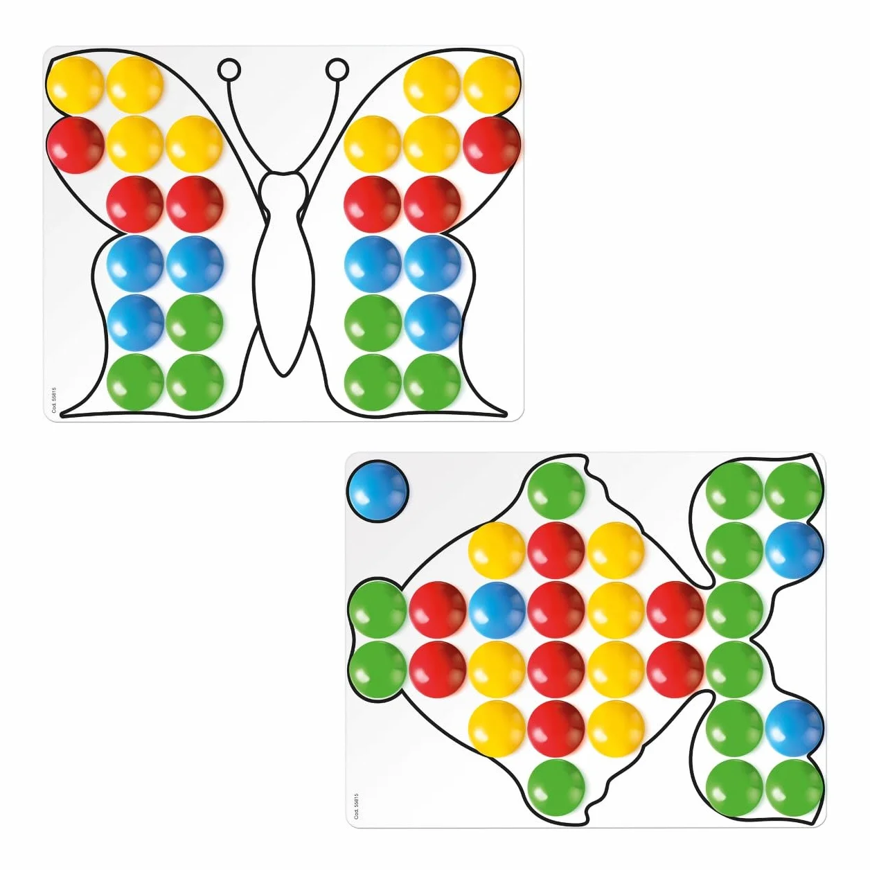 Quercetti Fantacolor Junior 48 Mosaique Enfant 3D à Gros Boutons, Valisette Portable, Jeu 3 Ans