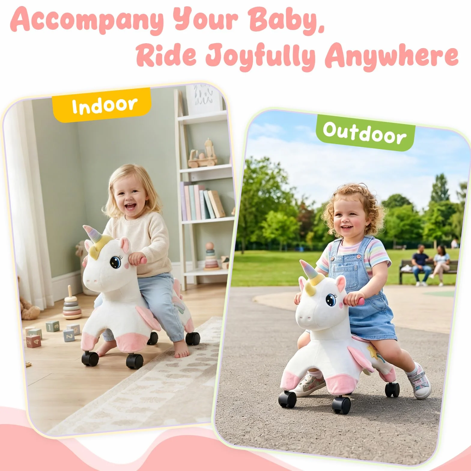 FUNLIO Licorne Porteur Enfant 1-3 ans Roues Pivotantes 360° Développer Équilibre Coordination Intérieur Extérieur Facile Assembler