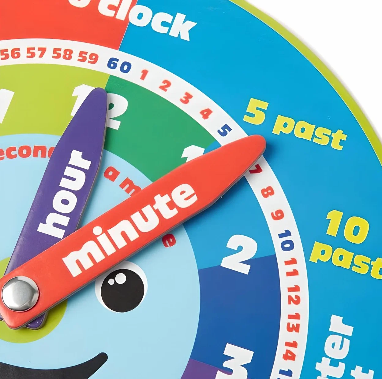 Morgan's Direct Horloge d'éducation précoce avec aiguilles mobiles et visage souriant magnétique