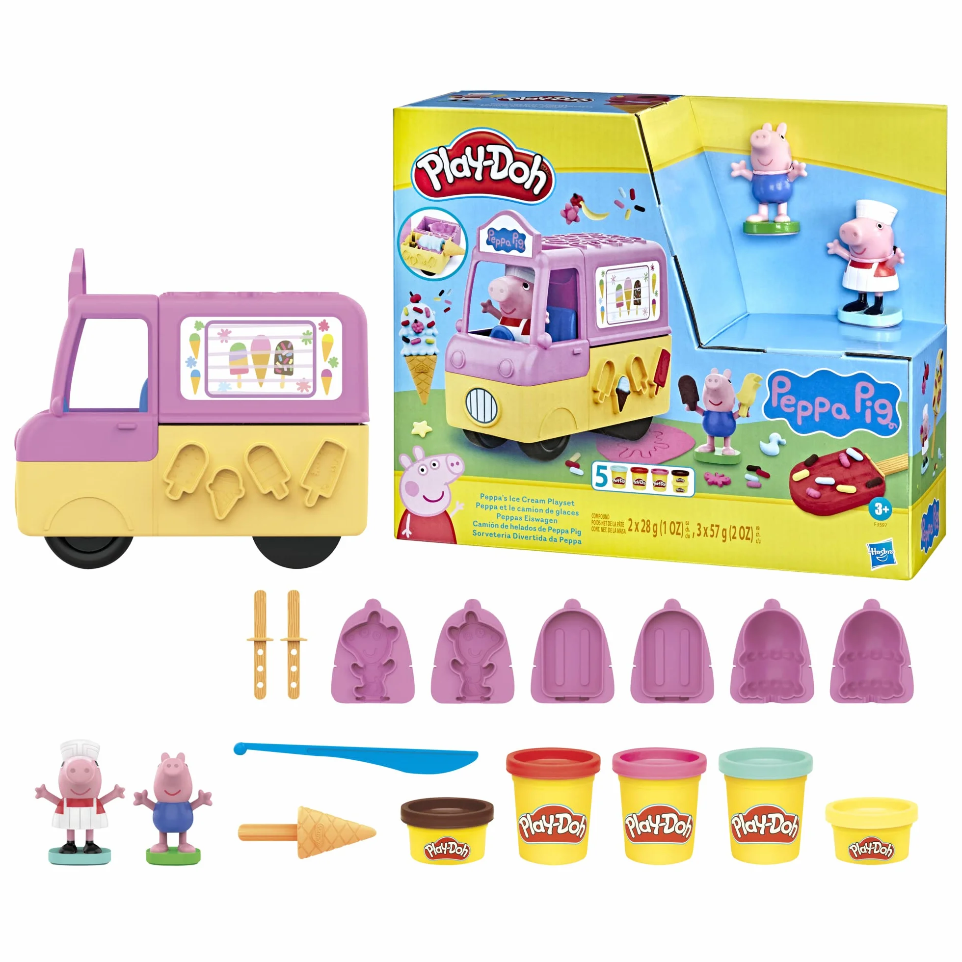 Play-Doh Peppa Pig Le Camion de Glaces Figurines Pâte à Modeler 5 Pots Jouet Créatif 3 Ans