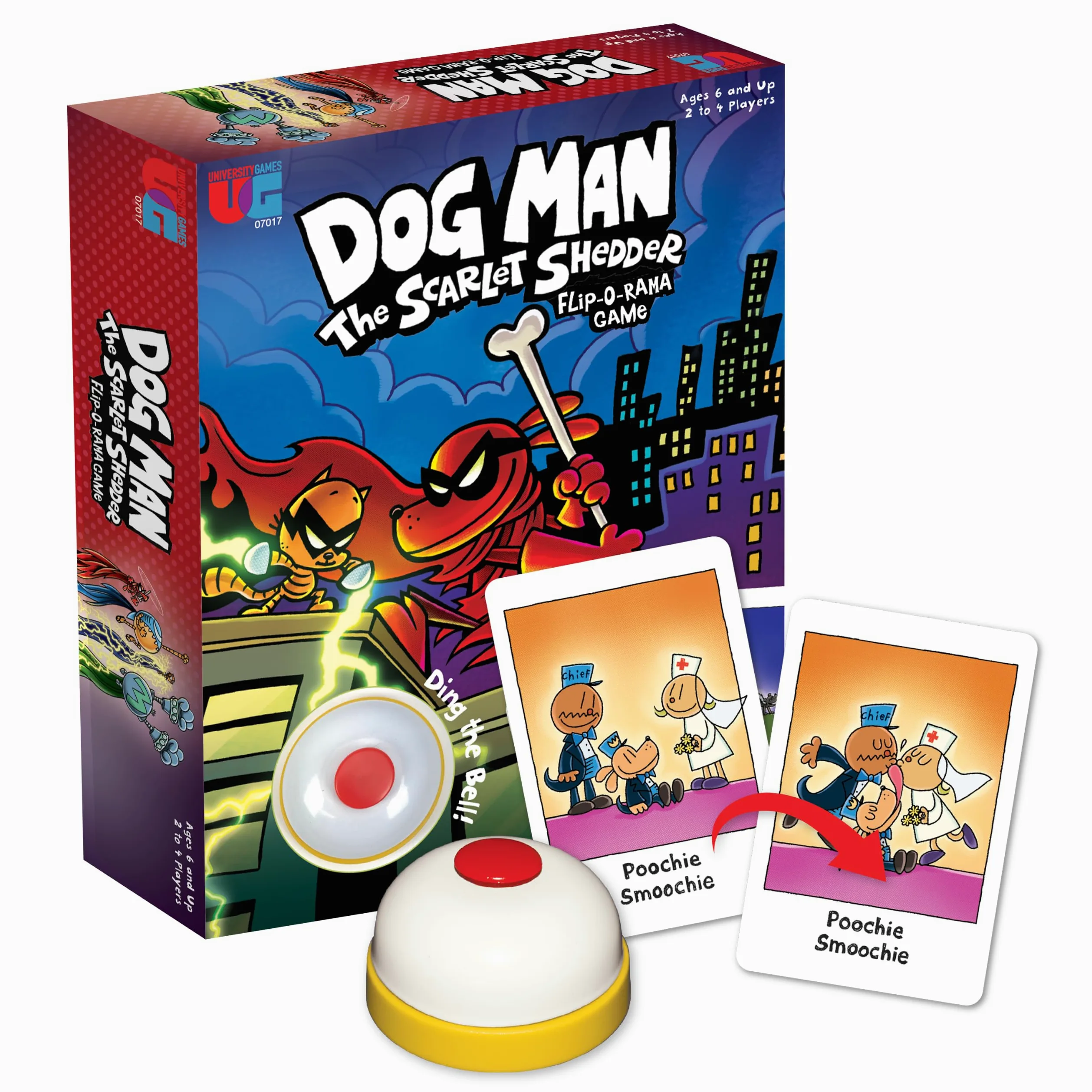 University Games, Dog Man Scarlet Shedder Flip-O-Rama Jeu de cartes basé sur la série du livre pour 2 joueurs ou plus à partir de 6 ans