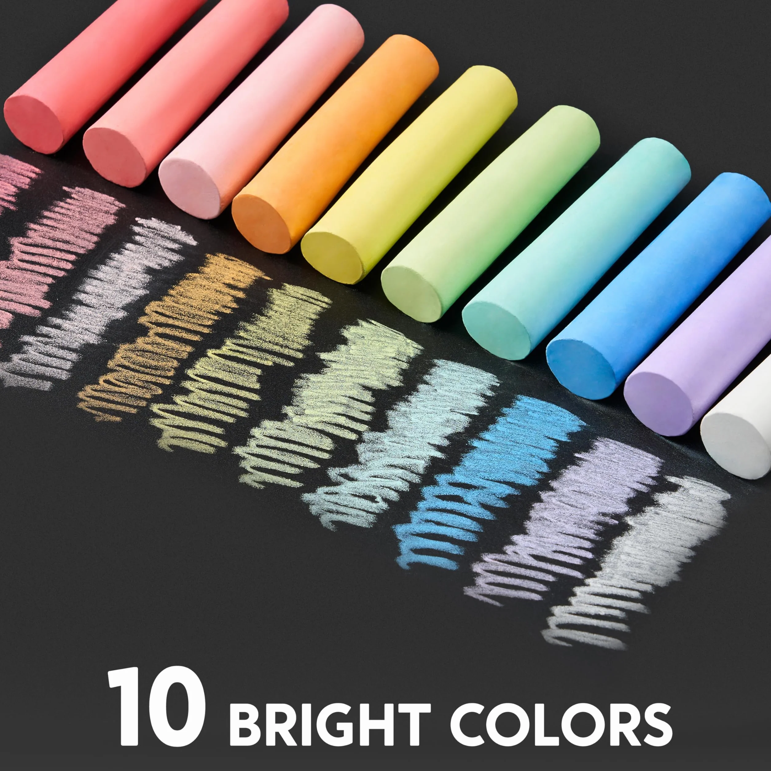 JOYIN Craies Jumbo lavables non toxiques 60 pièces 10 couleurs pour extérieur peinture tableau magnésium