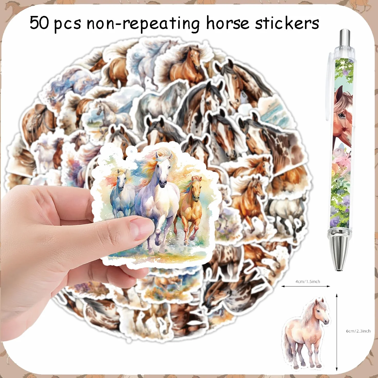 Ensemble de papeterie à thème cheval 86 pièces avec stylos, carnets, autocollants et sacs cadeaux