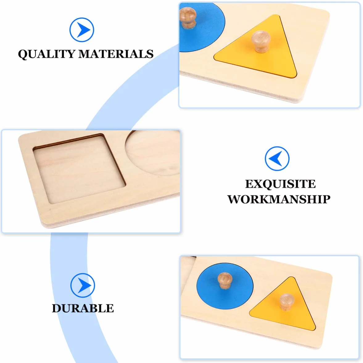 Montessori Puzzle géométrique à emboîter Jouet en bois 30,5 x 10,9 x 3,5 cm Jouet éducatif développement précoce