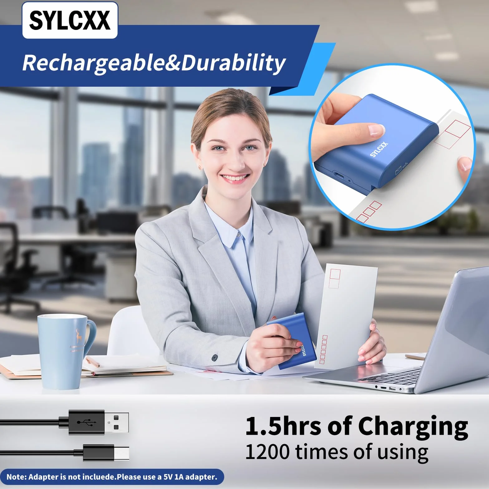 Ouvre-lettres électrique rechargeable coupe-enveloppes outil universel bleu