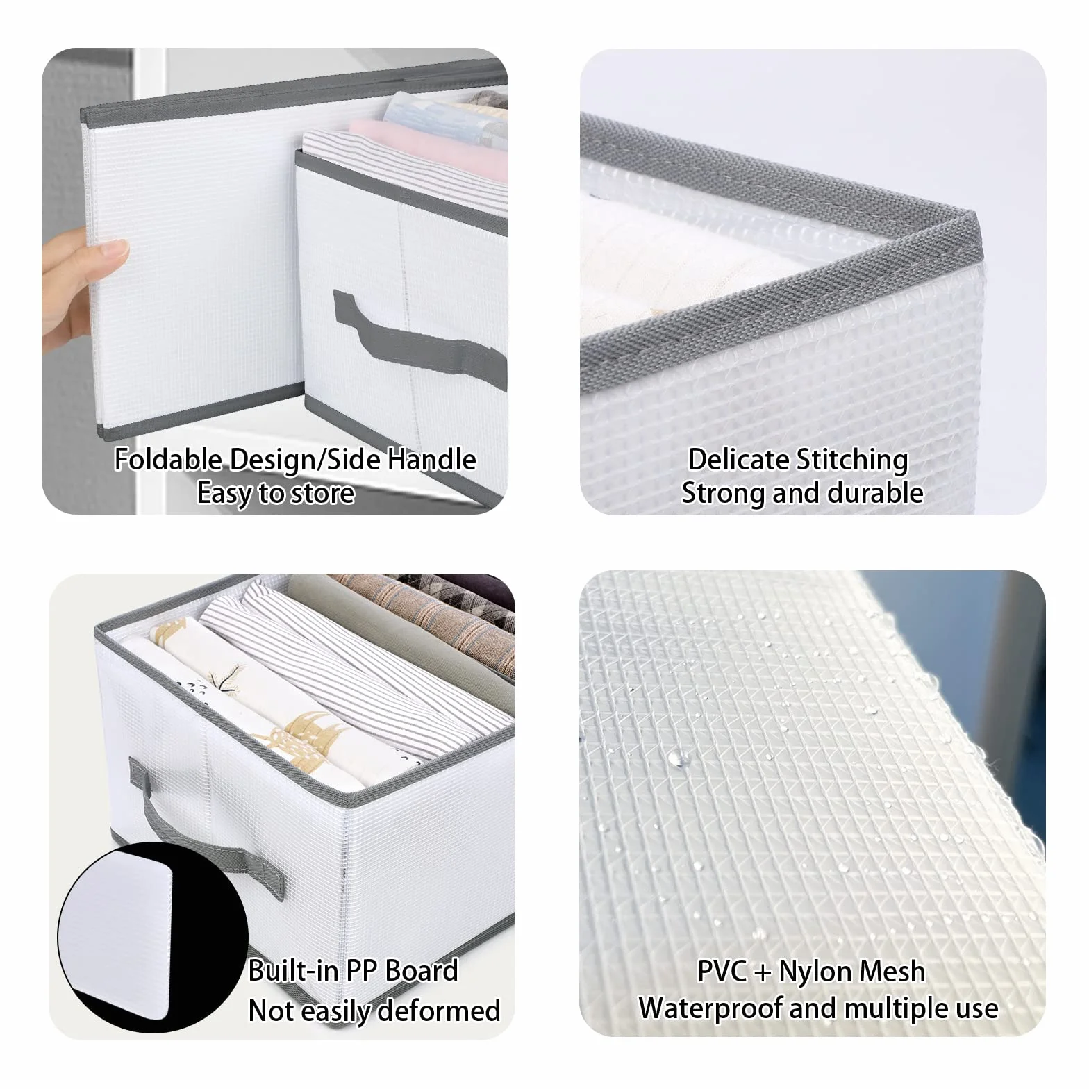 Organisateur de Vêtements Pliable 12 Grilles Armoire Boîte de Rangement Gris Clair
