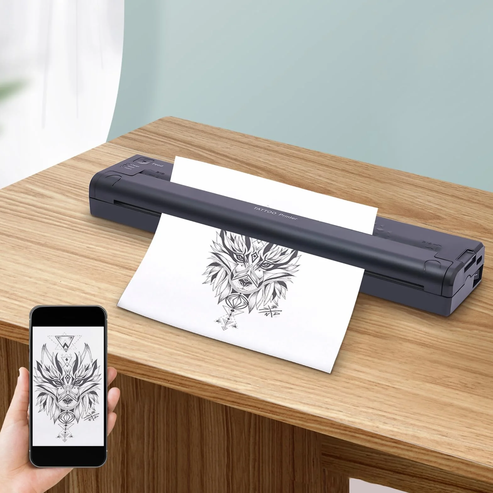 Machine de transfert tatouage A4 sans fil - Imprimante de traçage thermique copieur pochoirs Android iOS