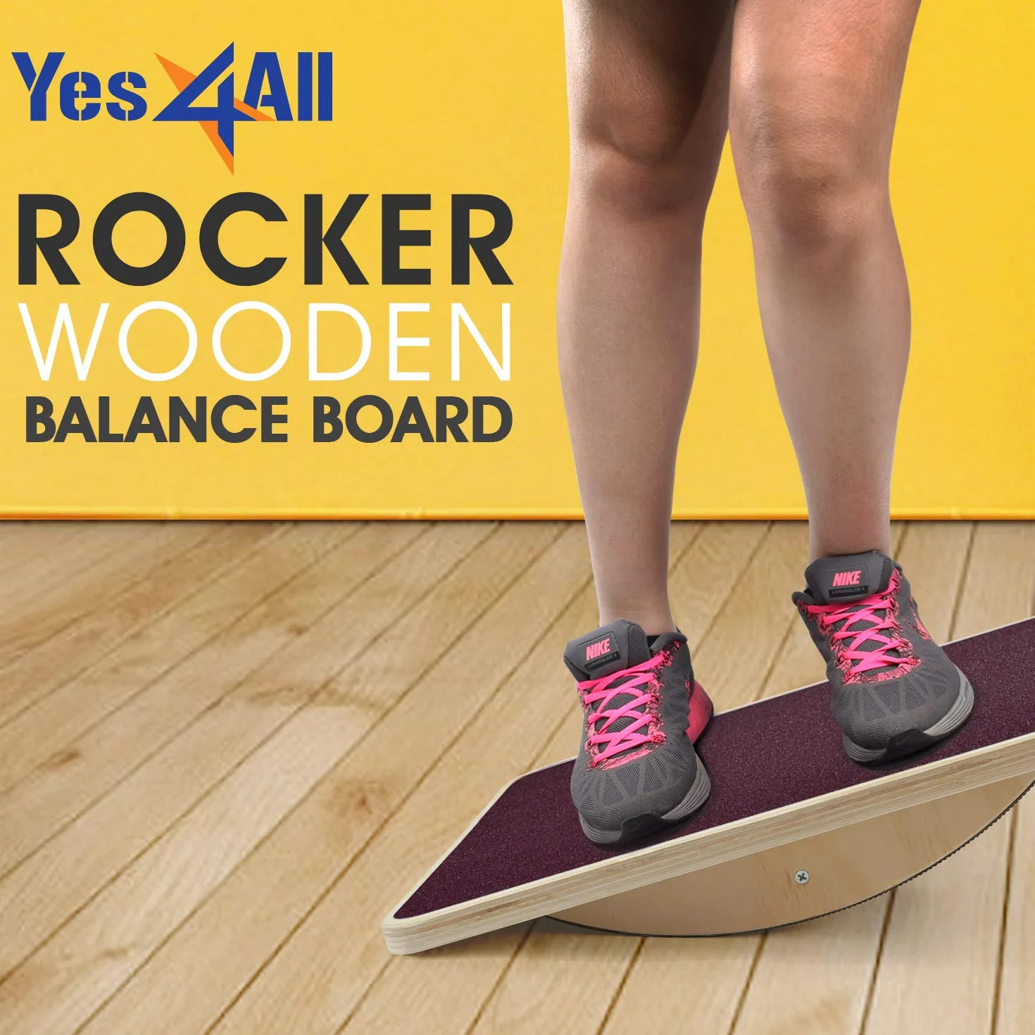 Yes4All Planche d'équilibre oscillante en plastique 40 cm, surface oscillante pour renforcement musculaire et entraînement à domicile