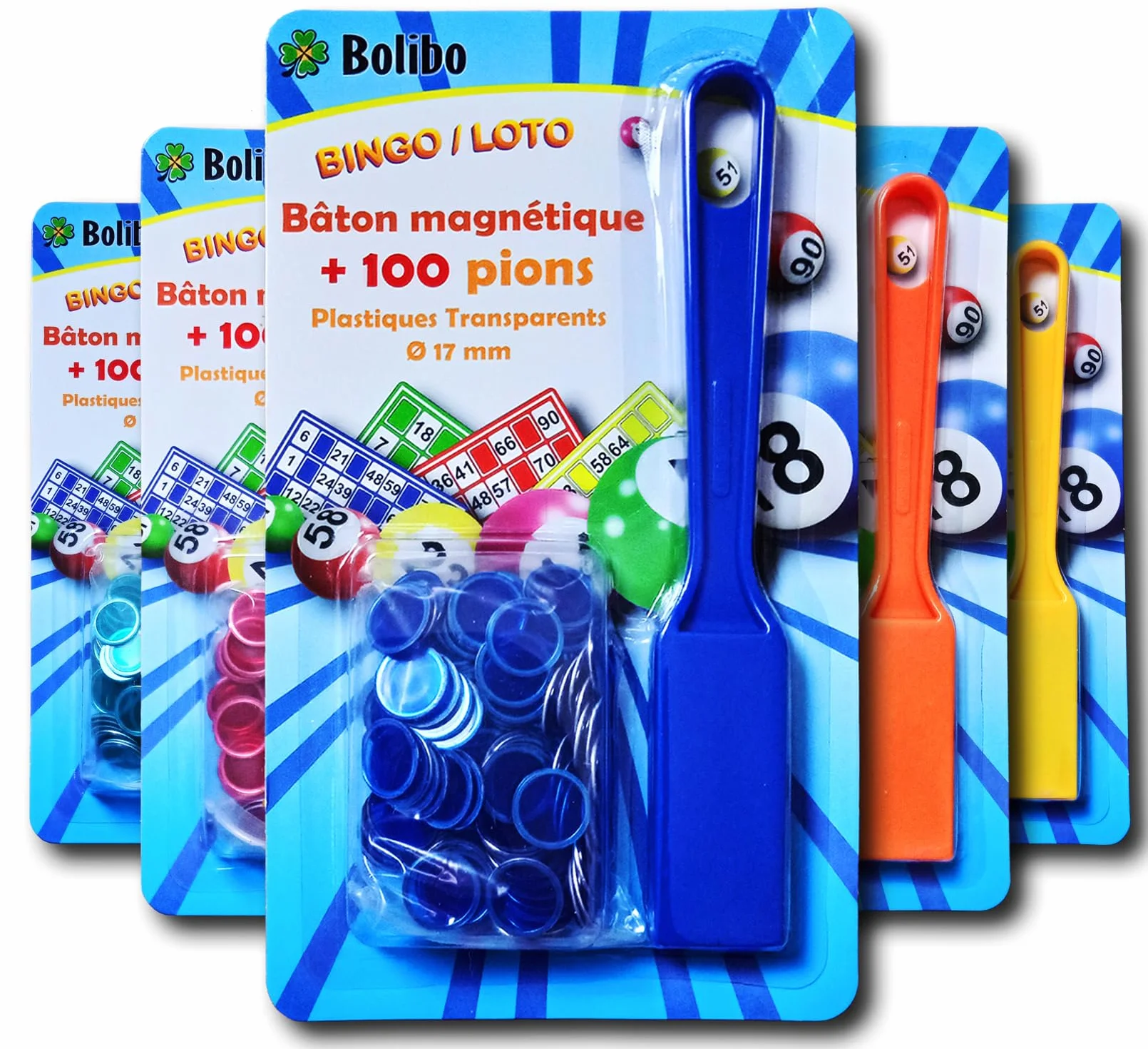 Bolibo JETON Loto magnétique - 100 Pions 17 mm - Couleur au Choix Bleu