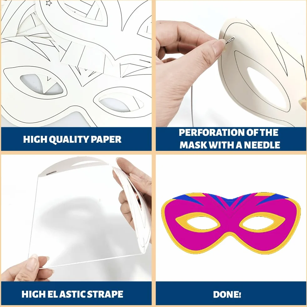Masques à Colorier pour Enfant 12 Pièces DIY Super-Héros Peinture Bricolage