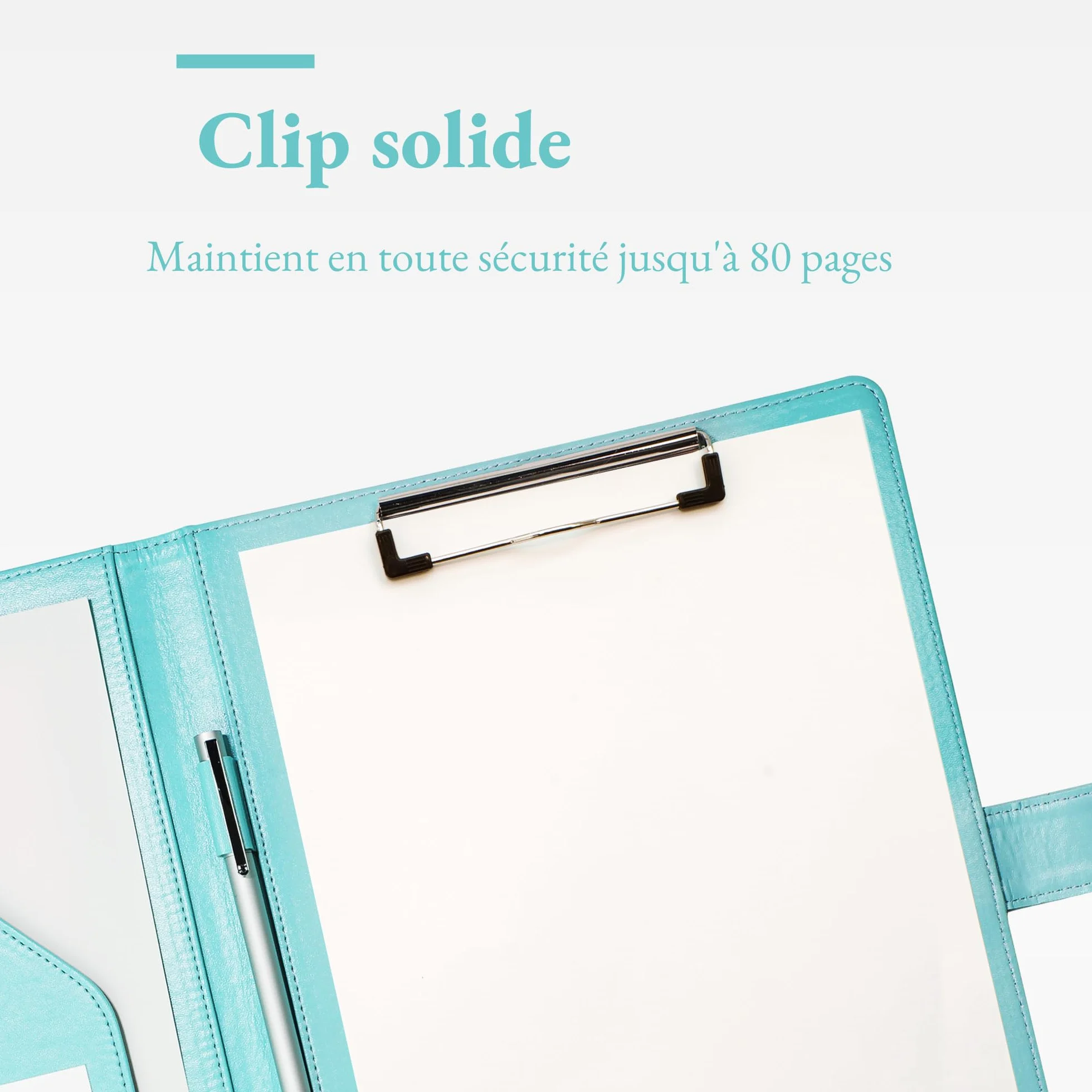 Porte-Documents A4 en PU Cuir Turquoise Pâle - Rangeur de Documents, Bloc-Notes, Trieur Organisateur