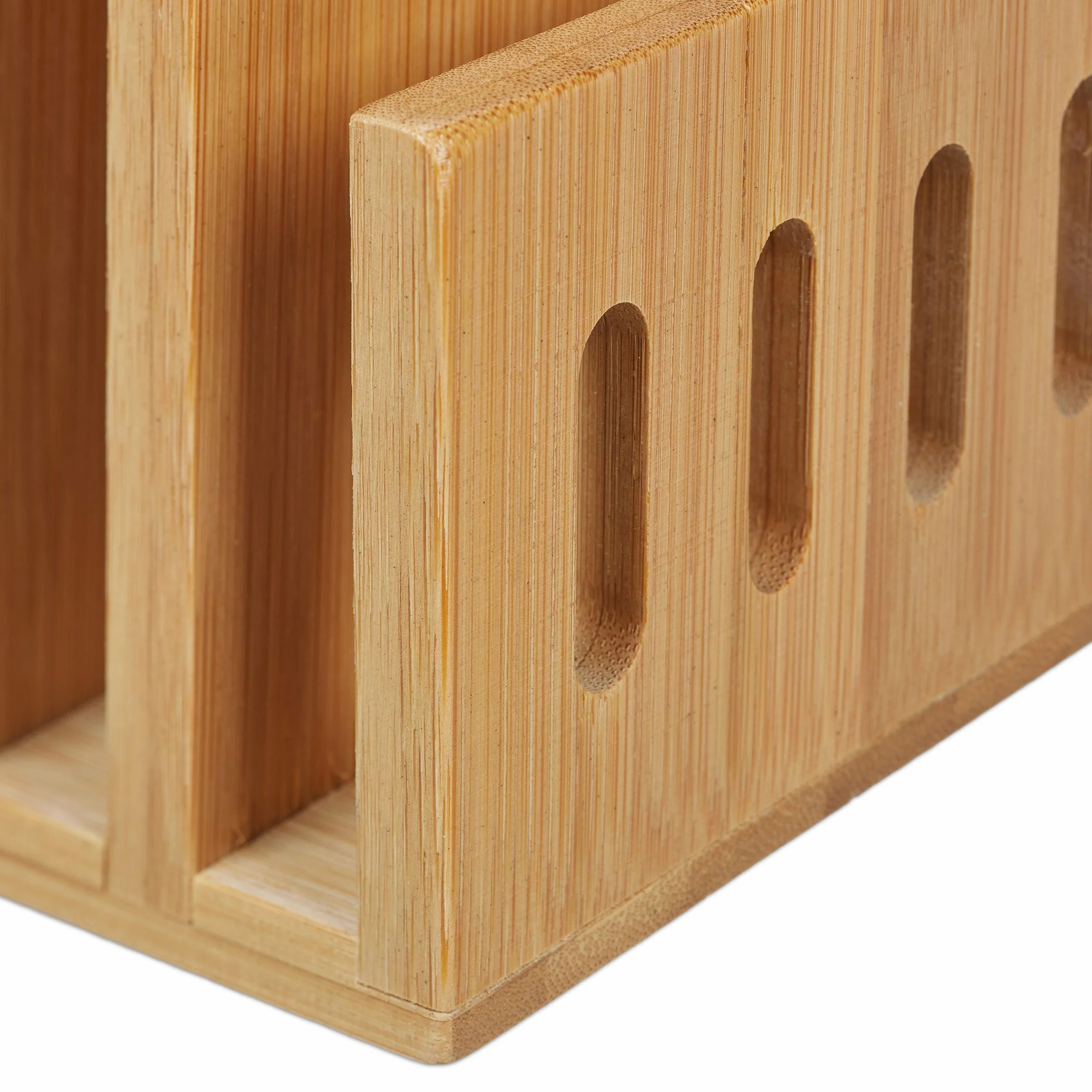 Relaxdays Organiseur Bureau Bambou 3 Compartiments Trieur Courrier Porte-Documents 13x18x8 cm Nature