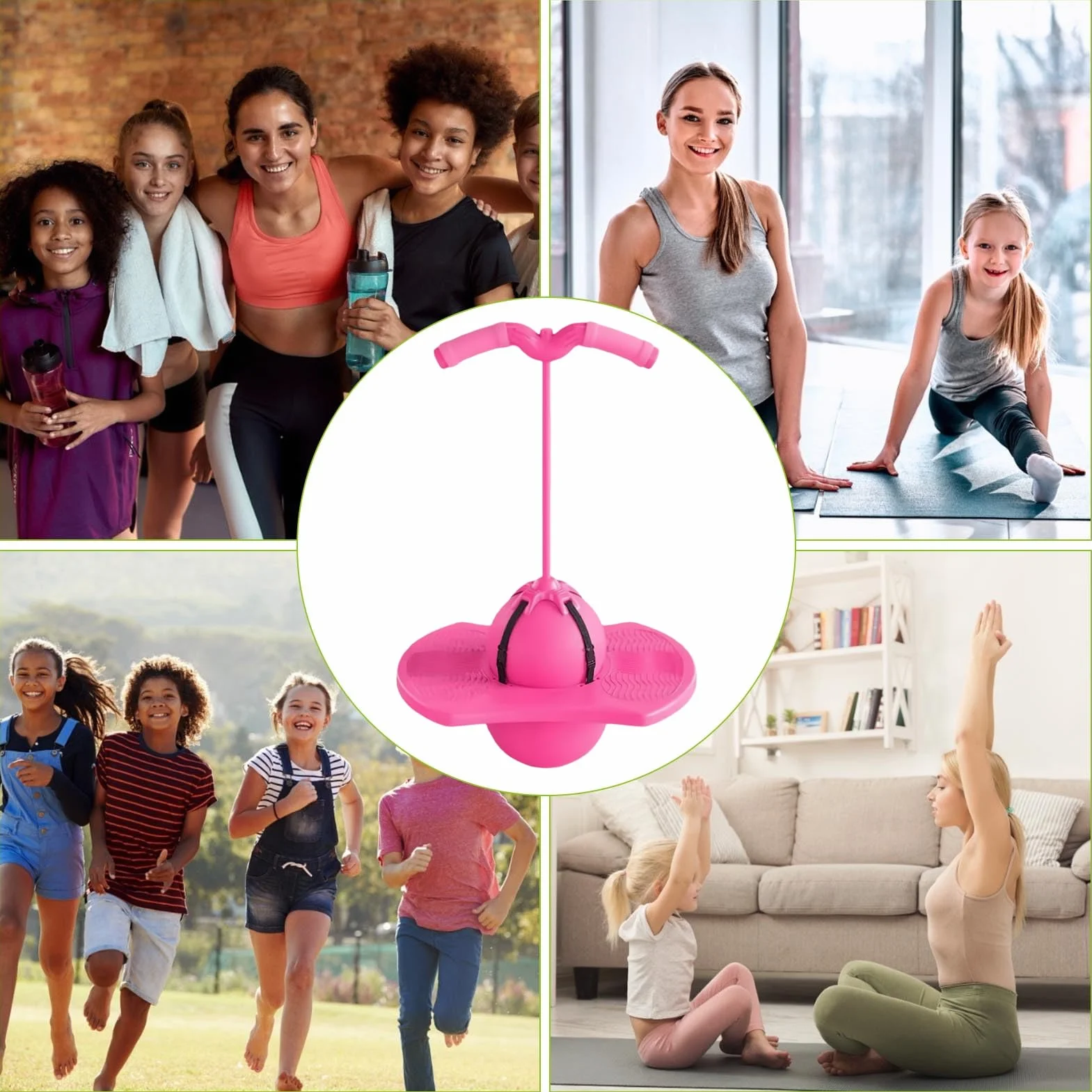 Ballon Sauteur avec Poignée Jouet Sautant pour Enfants Adultes Intérieur Extérieur