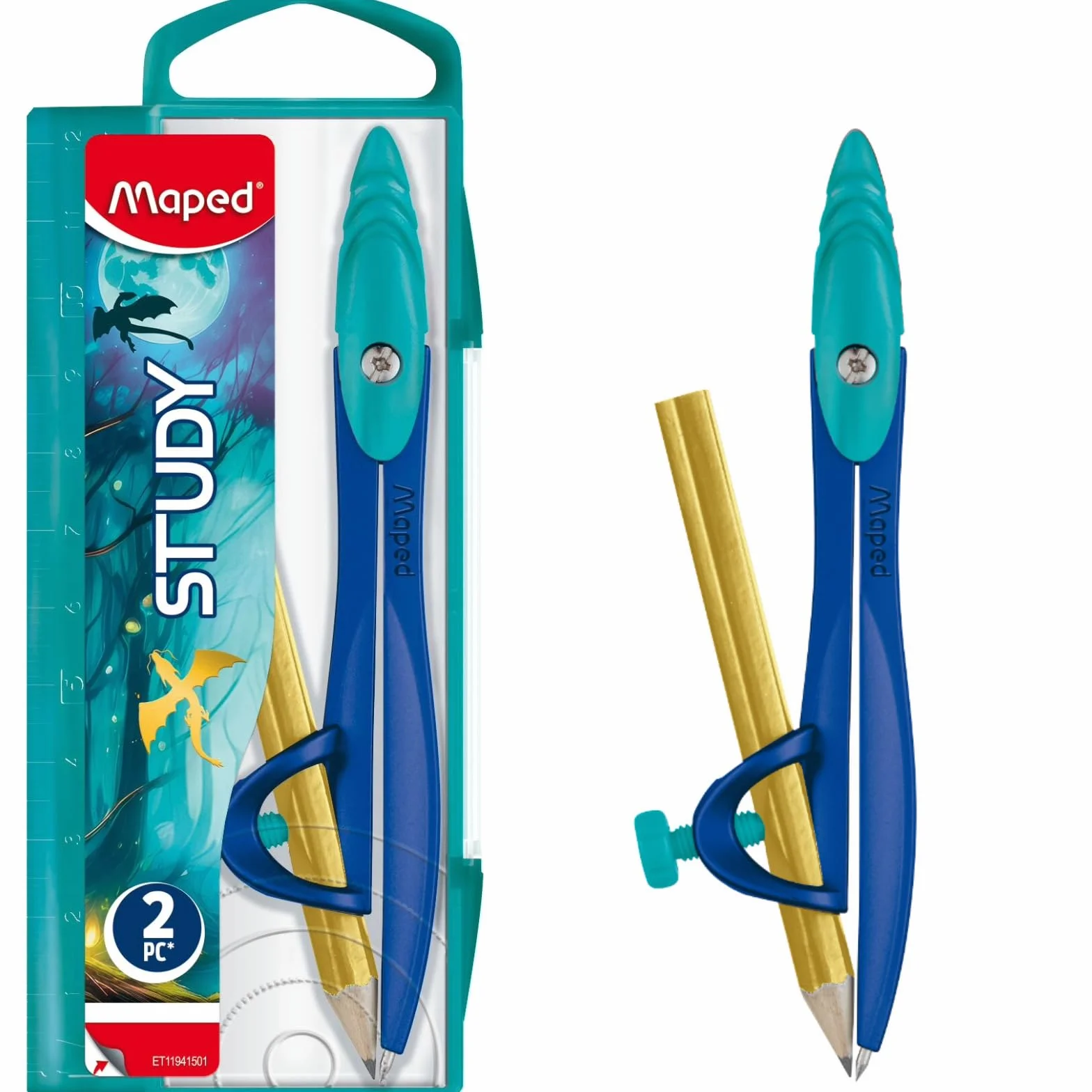 Maped Compas Study Dragon Ergonomique Branches Métal Fourniture Scolaire
