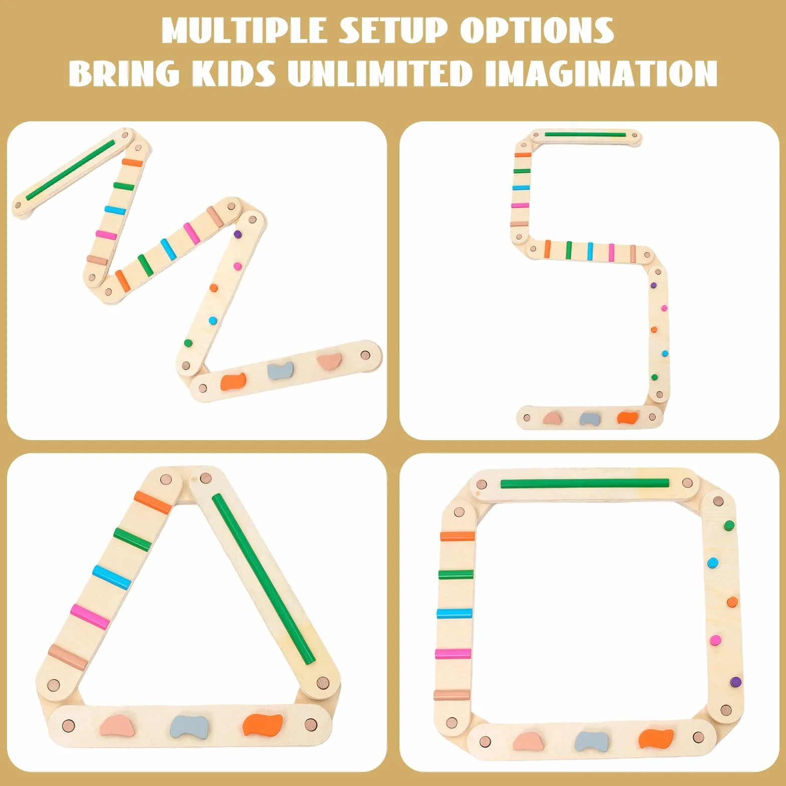 Poutre d'Équilibre en Bois pour Enfants Jouets Montessori Entraînement Intérieur Extérieur