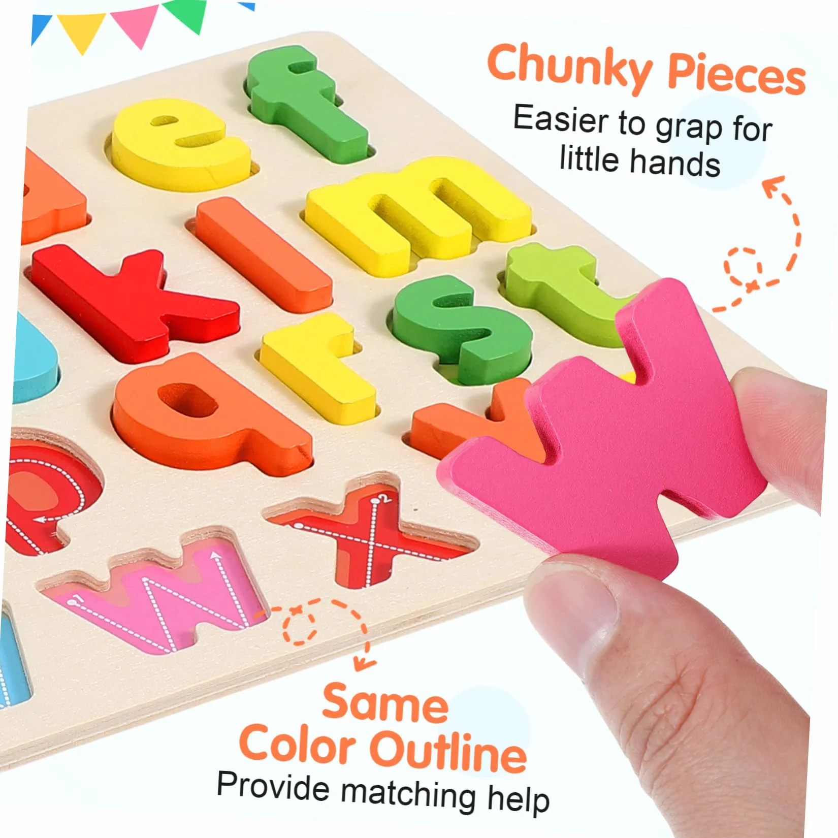 Toyvian Jeu de Puzzles Bois Alphabet Lettres Minuscules pour Garçon Fille Âge Préscolaire 3 Ans et Plus avec Lettres de A à Z Éducatif