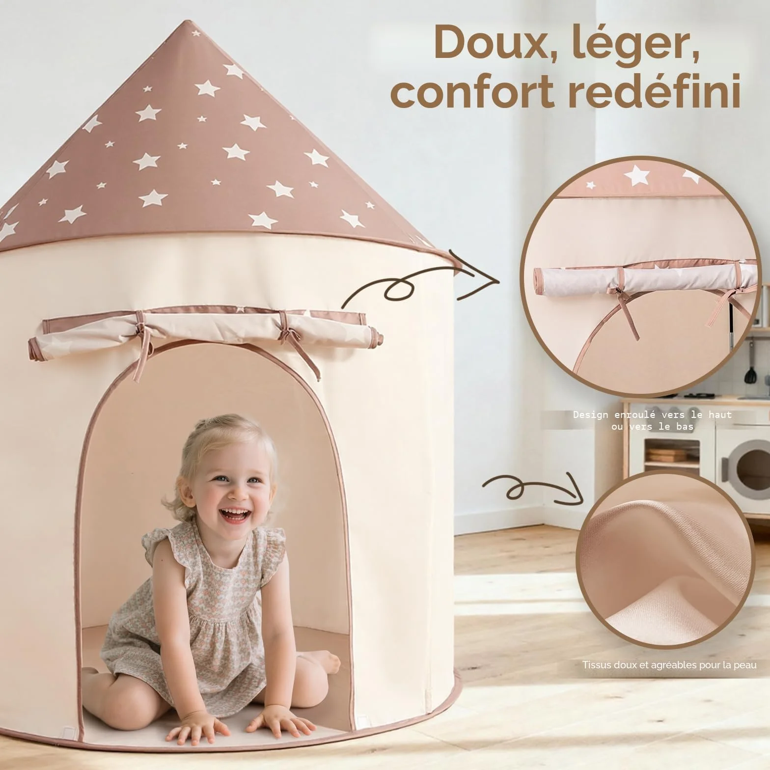 Tente de Jeu Enfants Intérieur 3-en-1 Pop Up Pliable avec Tunnel et Piscine à balles