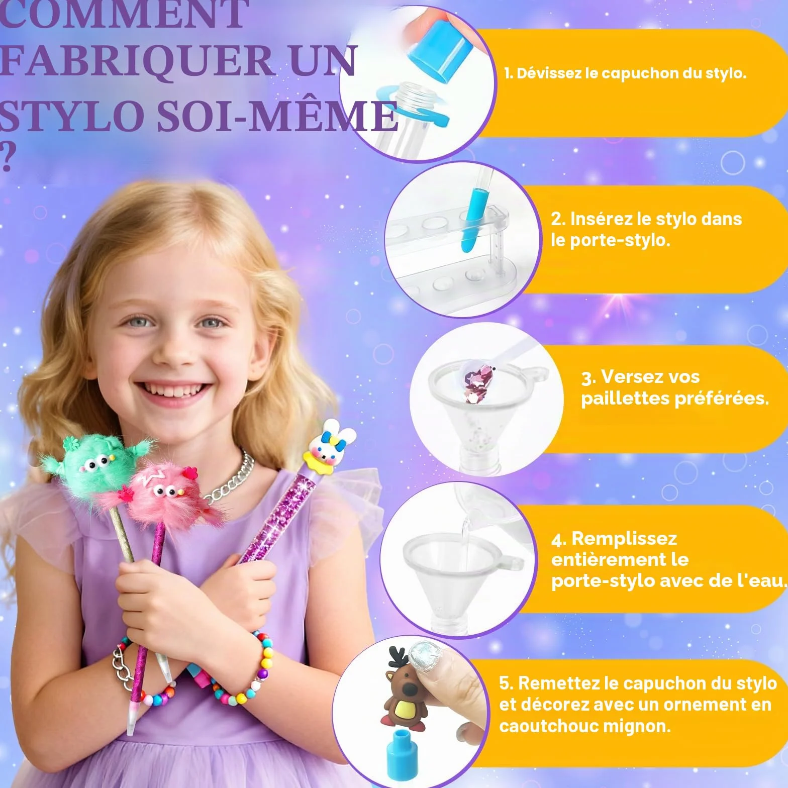 Kit de Création Stylo avec 170+ Accessoires, Atelier des Stylos Personnalisé, Activité Manuelle Enfants 5-12 Ans
