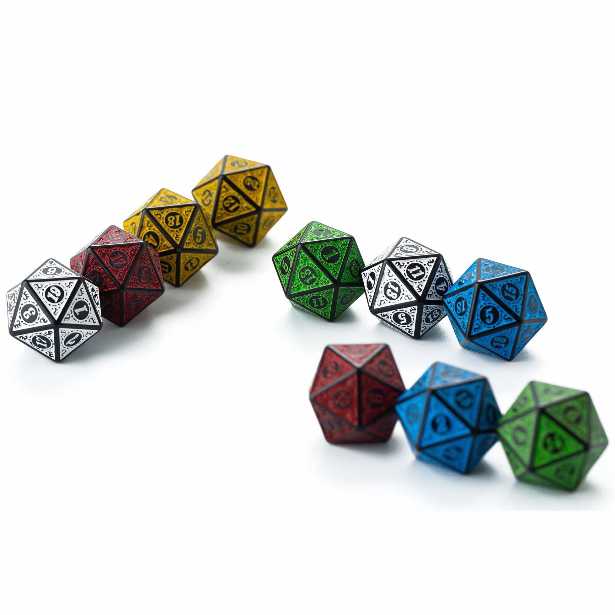 Lot de 10 dés polyédriques D20 pour jeux de table DND RPG MTG