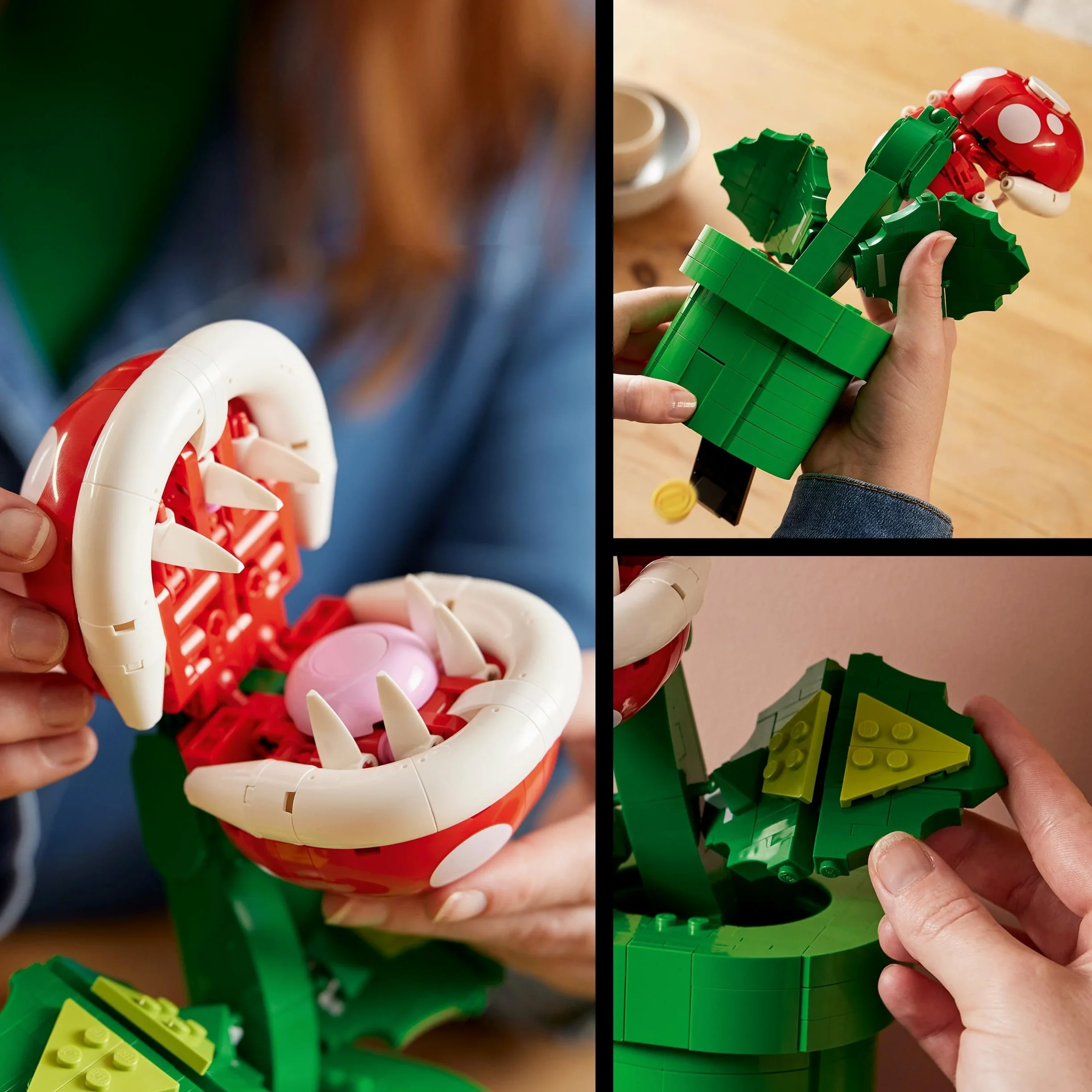LEGO Super Mario Plante Piranha, Figurine Articulée avec Tuyau et 2 Pièces de Monnaie, Kit de Modelage pour Adultes, Décoration Intérieure, Idée Cadeau pour Hommes, Femmes et Adolescents 71426