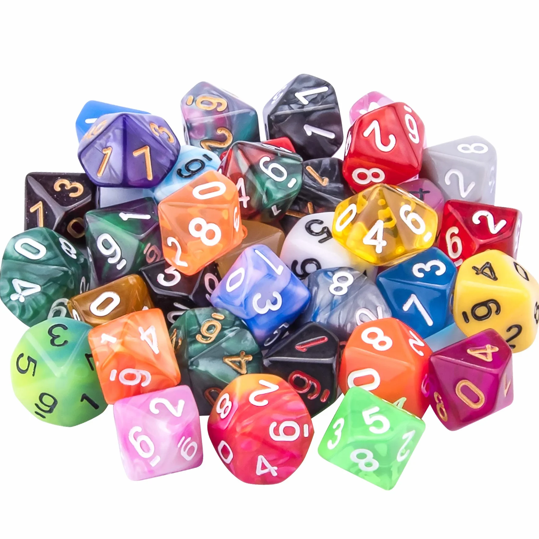 SIQUK 35 Pièces Dés Polyédriques Jeu de Dés 10 Faces Multicolore pour DND RPG