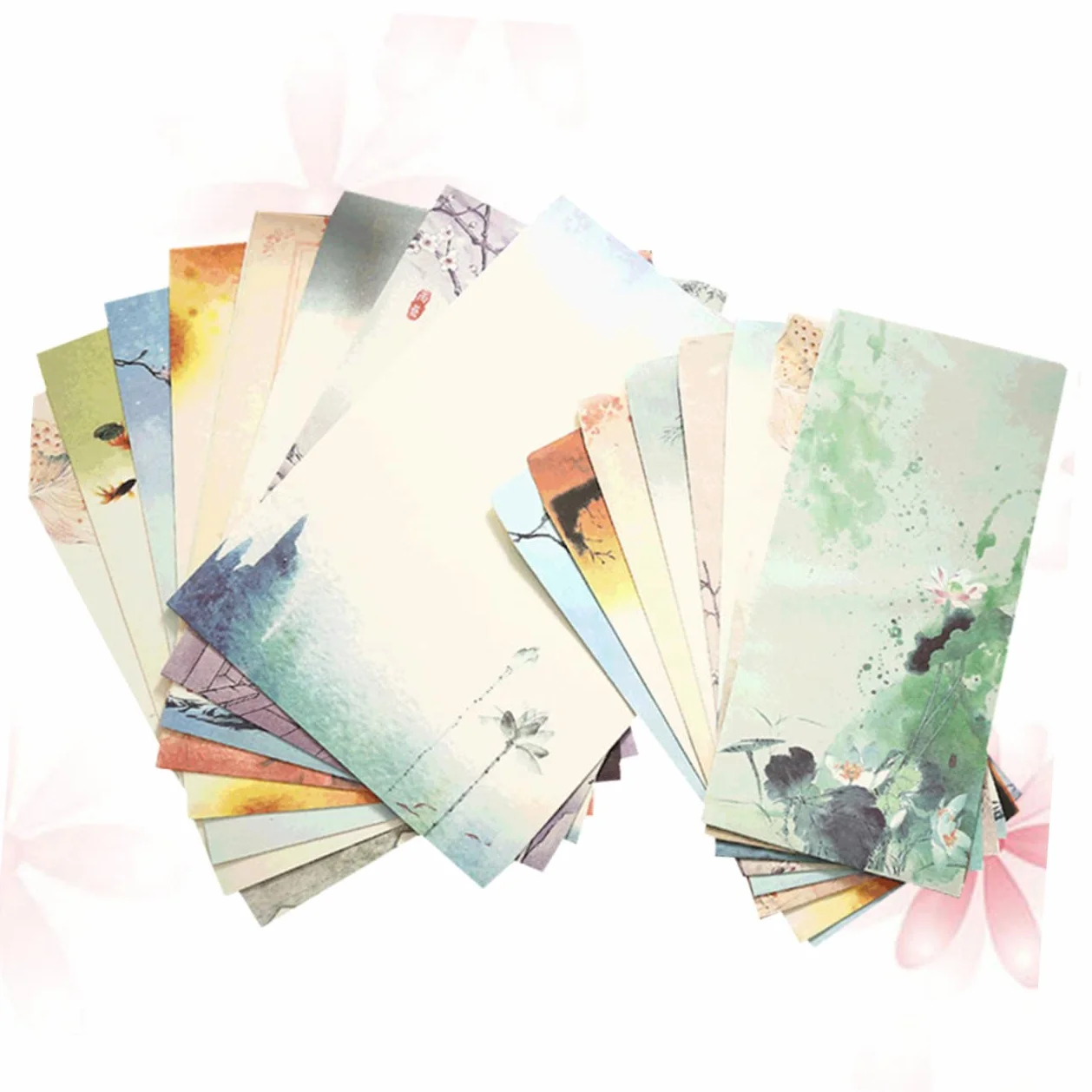 HOMSFOU Set de 12 Papier à Lettres et Enveloppes Style Chinois Motifs Imprimés
