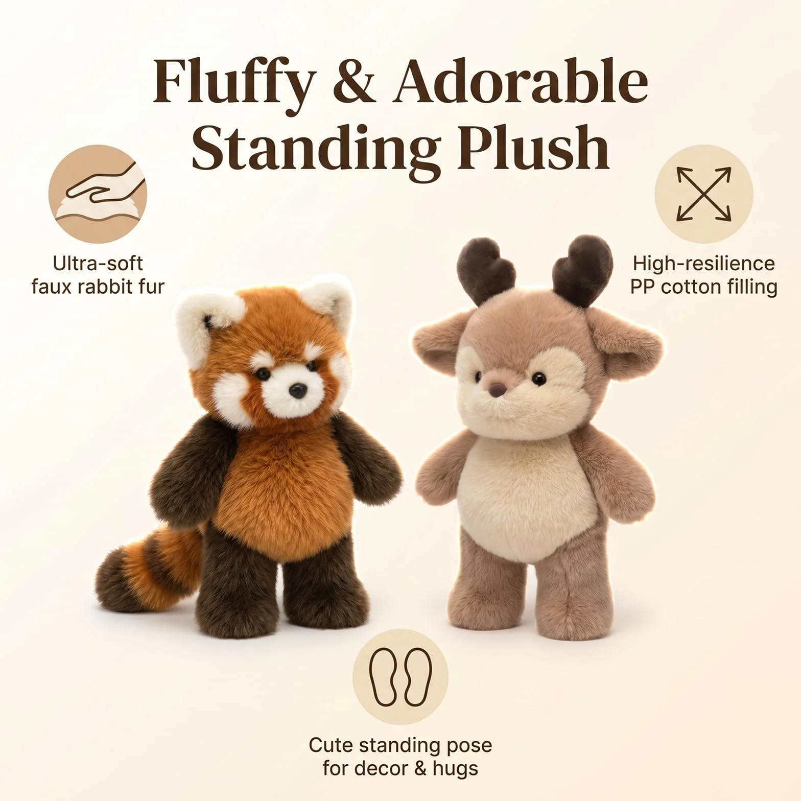 Générique Peluche Qui Court Panda Roux 55 cm, Doudou Anti-Stress Interactif, Cadeau Anniversaire Fêtes