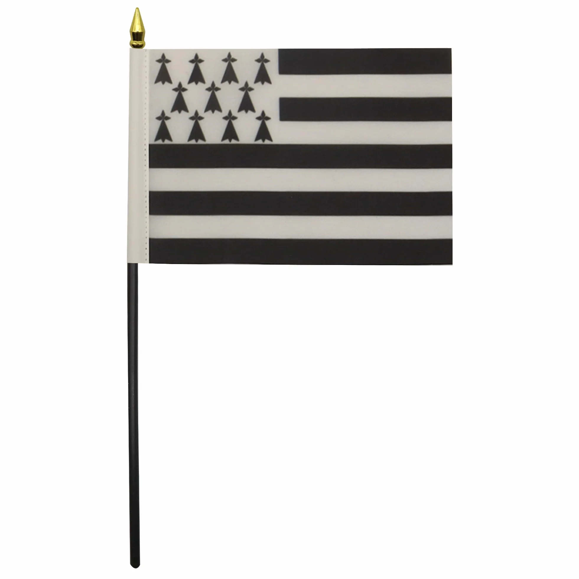 AZ FLAG Mini Drapeau Bretagne De Table 15x10 cm Drapeau Breton Bureau 100% Polyester Hampe Pointe Dorée 25cm