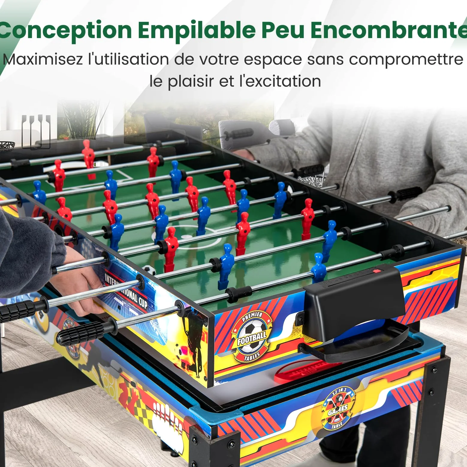 GOPLUS 12-en-1 Table Babyfoot,Table de Jeux Multifonctions avec Baby-Foot, Billard, Tennis de Table, Hockey, Bowling, Shuffleboard, et Plus Encore, pour Enfants et Adultes