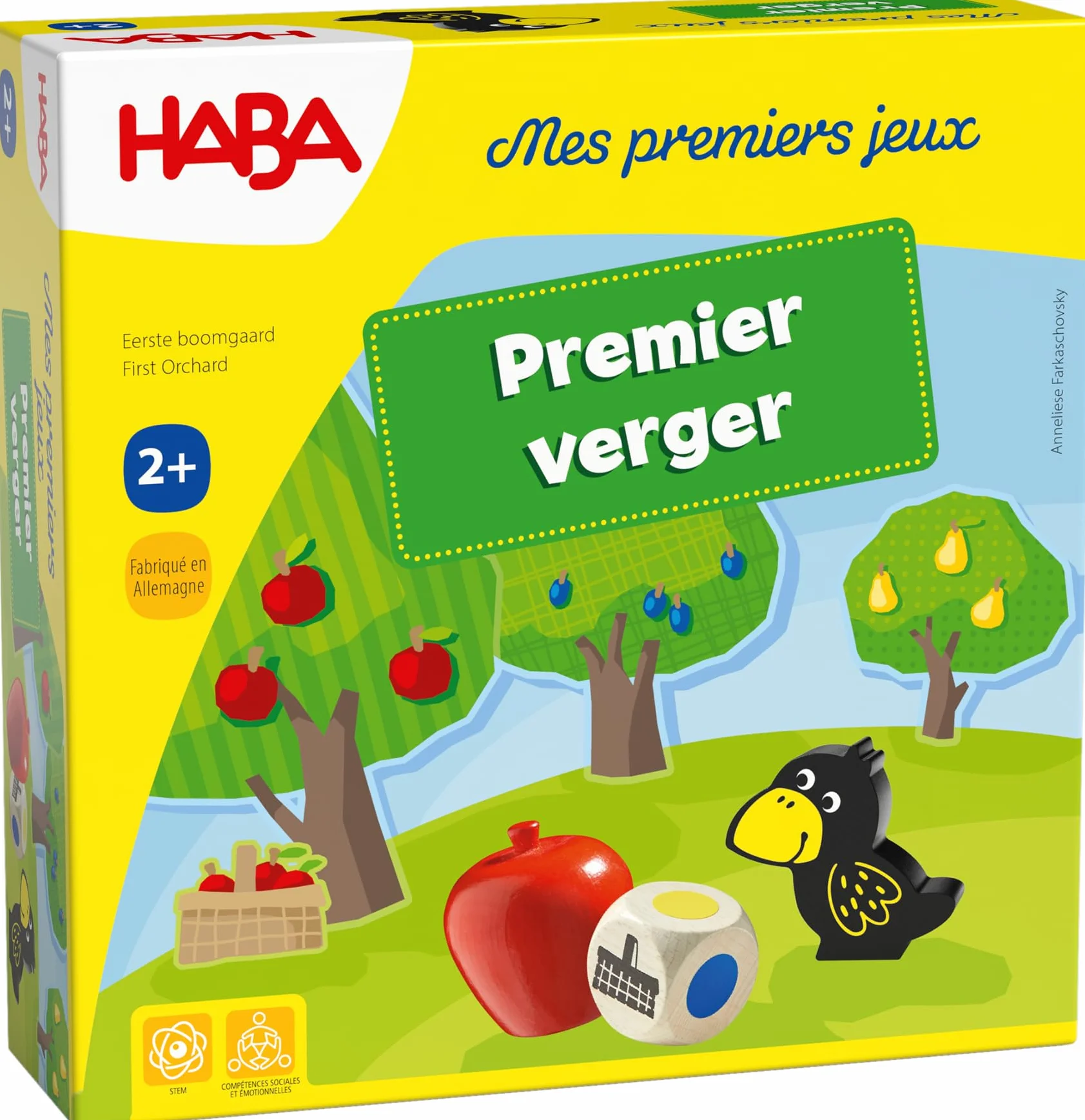 HABA Premier Verger Jeu de Société Enfant Bois Éducatif Coopératif 1-4 Joueurs 2 Ans