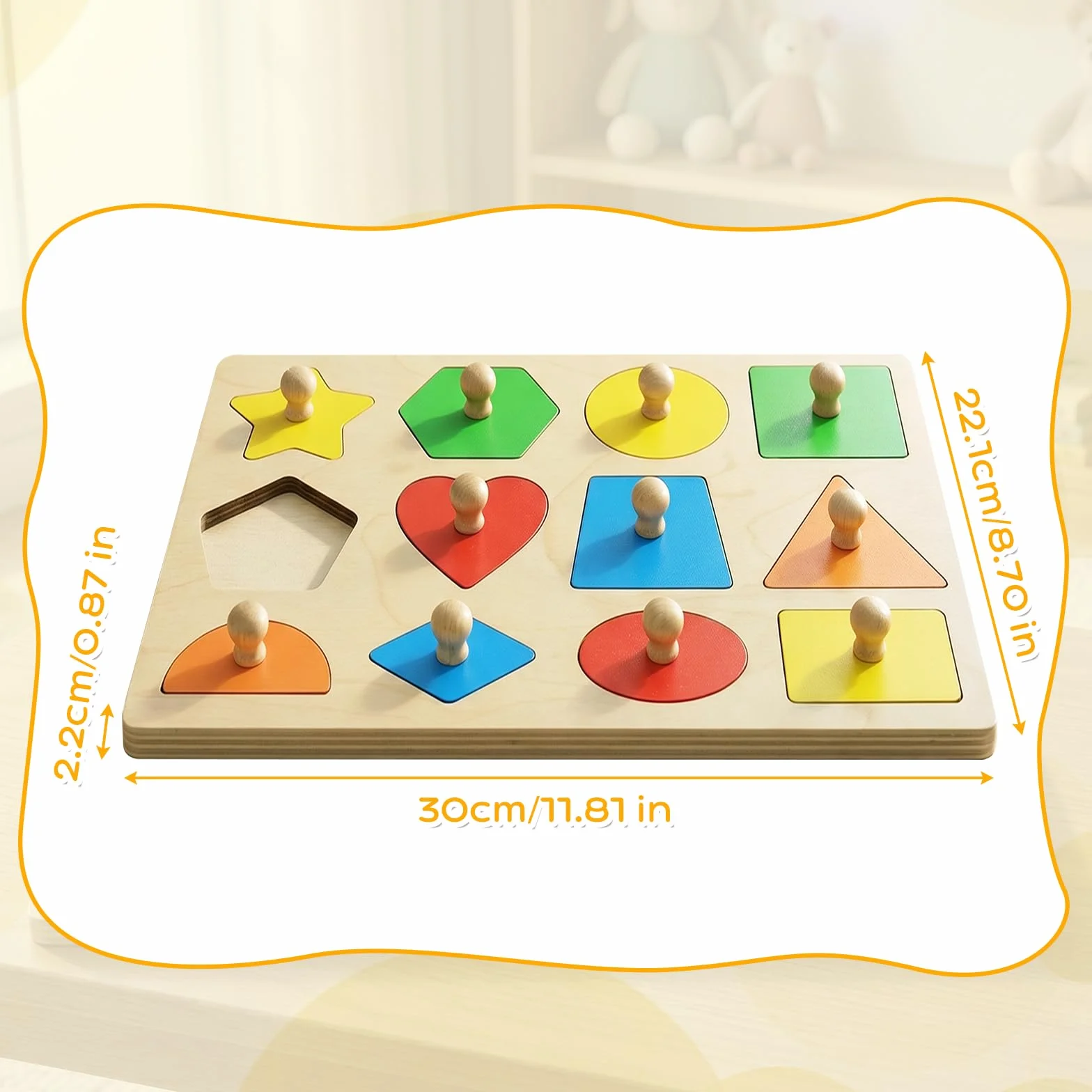 Puzzle en Bois Montessori pour Enfants 1-3 Ans Magnétique Formes à Encastrer Jouet Éducatif