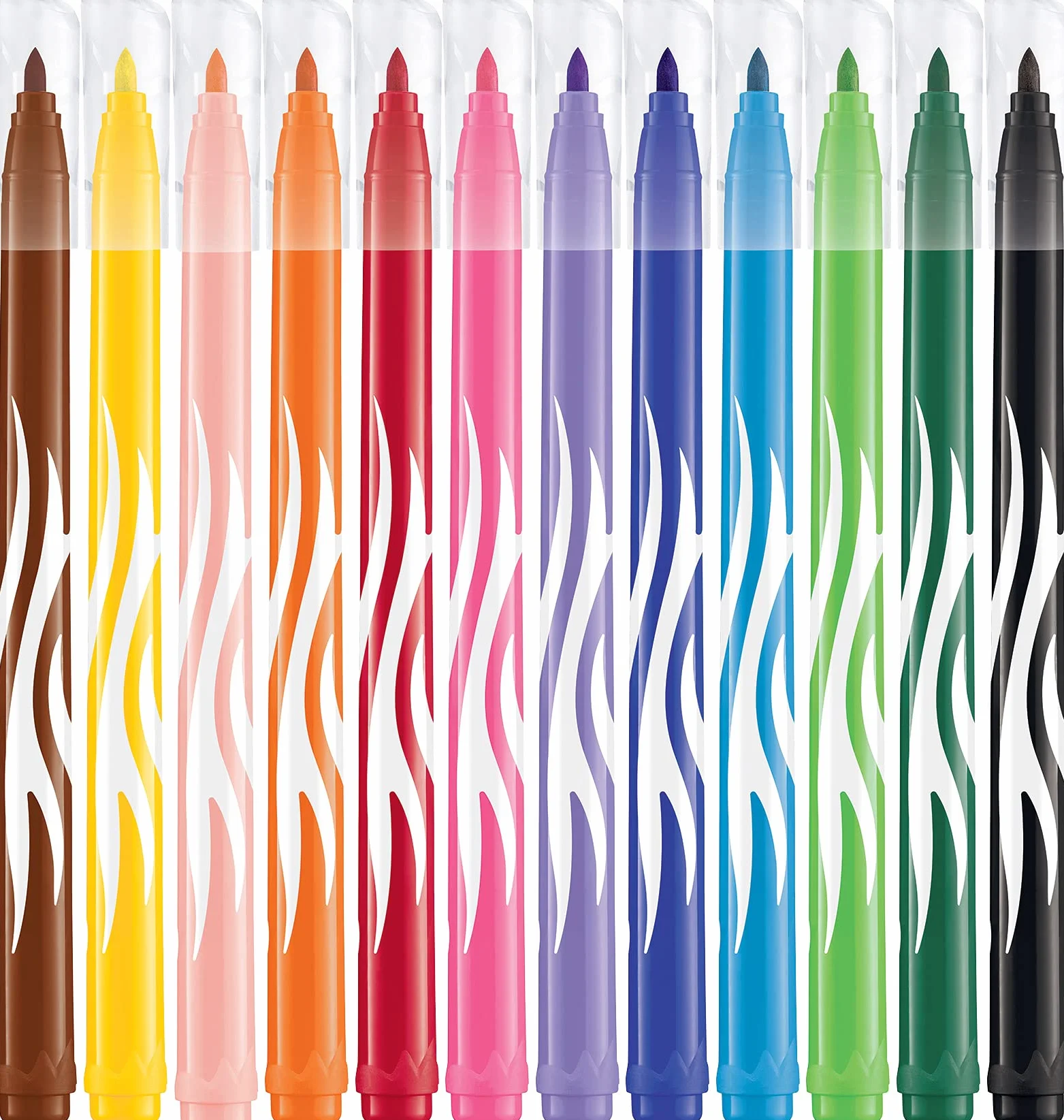 Maped Feutres Jungle Color’Peps 12 Feutres de Coloriage Lavables Pointe Moyenne Bloquée Couleurs Vives Pochette Carton