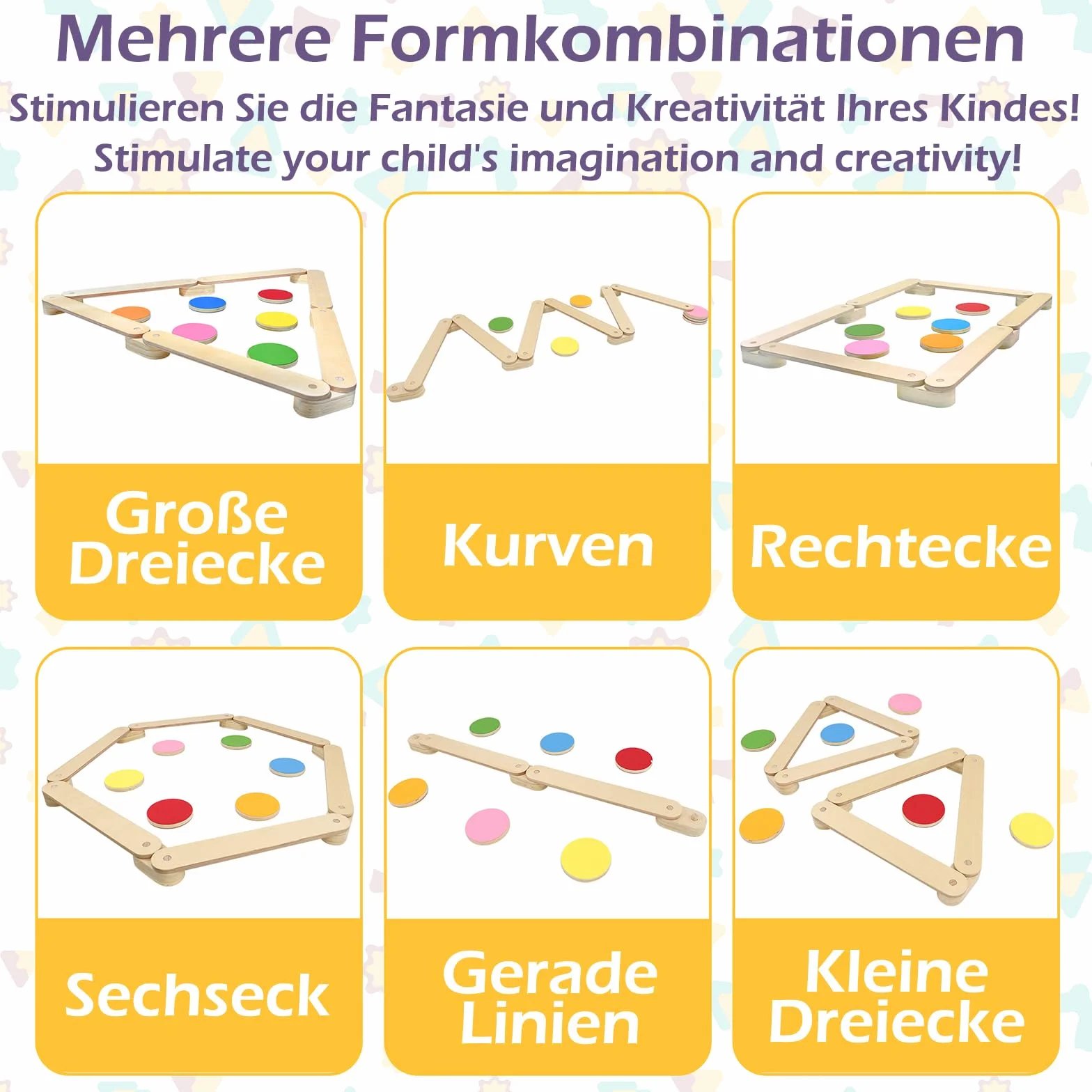 Poutre d'équilibre en bois avec 6 pierres d'équilibre pour enfants, jouet combinable intérieur extérieur à partir de 3 ans