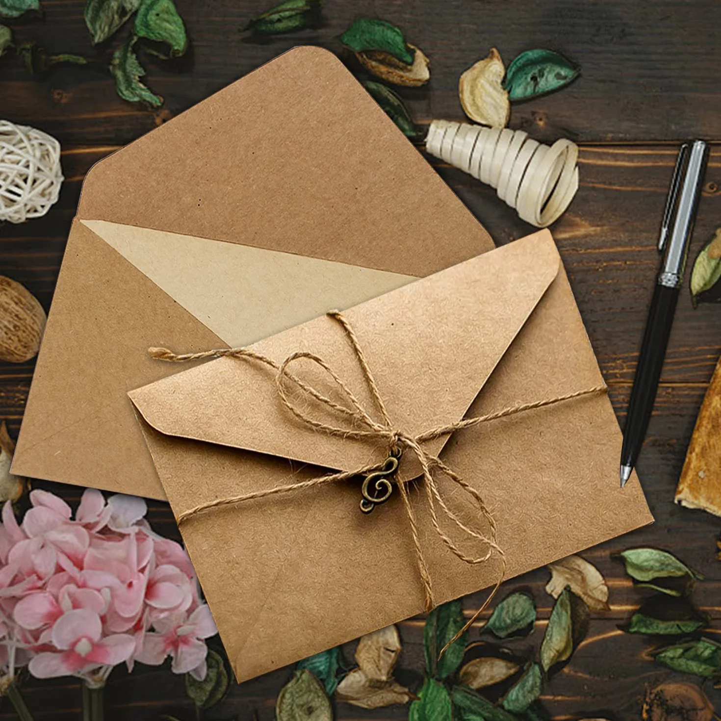 Enveloppes de Papier Vintage 61PCS Papeterie à Lettre pour Adultes
