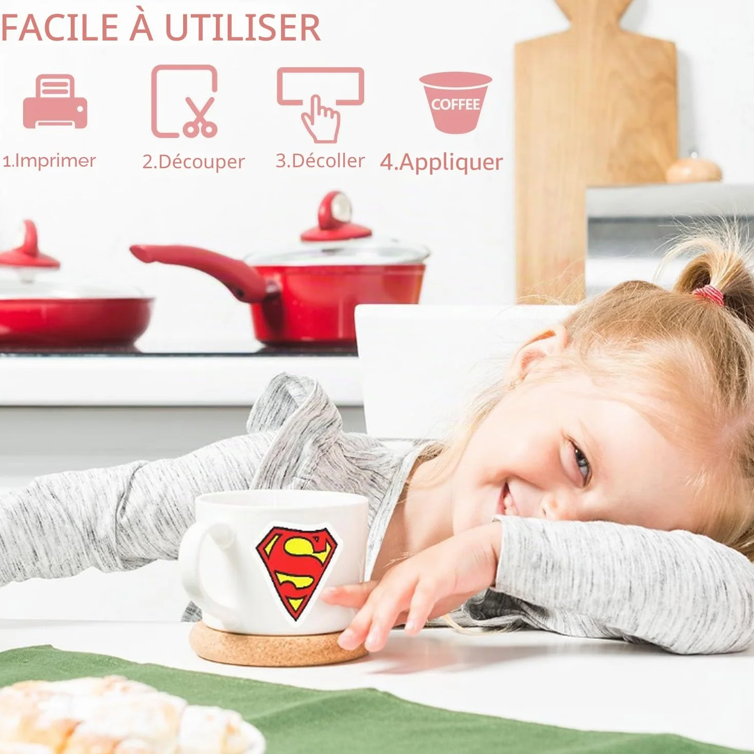 Papier autocollant en vinyle A4 transparent brillant pour imprimante jet d'encre
