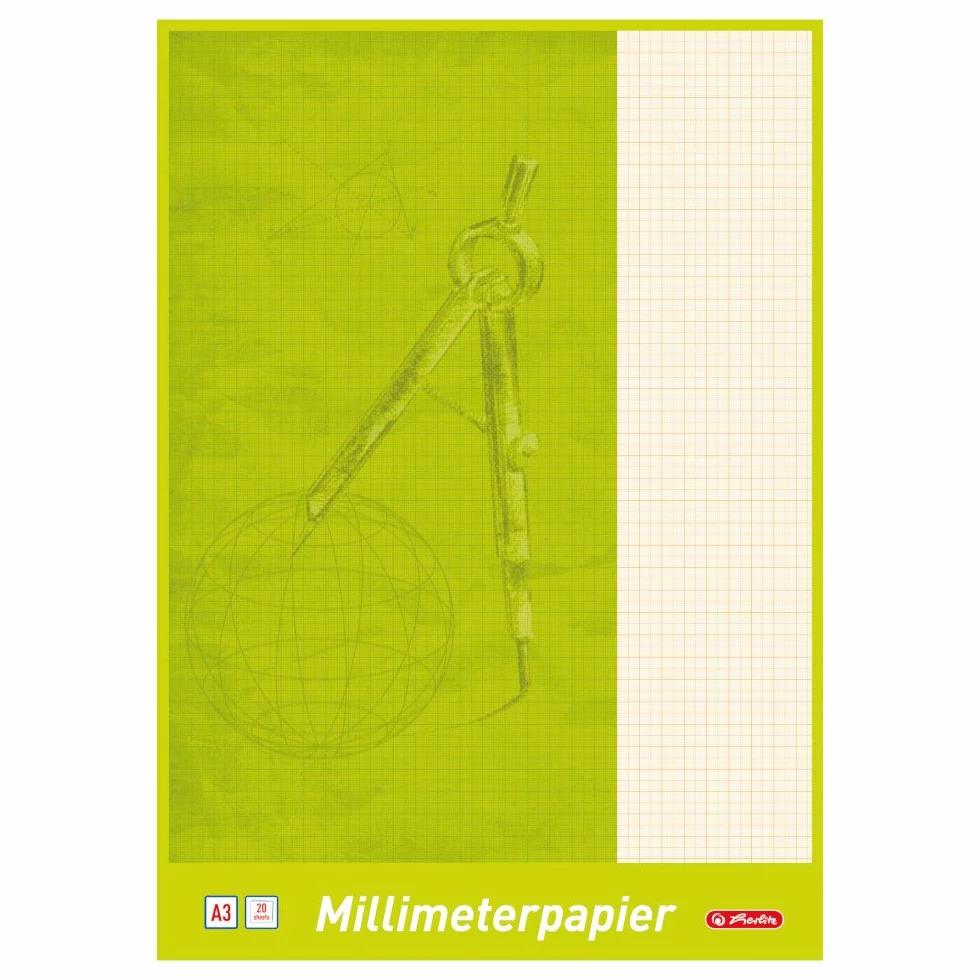 Herlitz Bloc de feuilles de papier millimétré A3, 20 feuilles