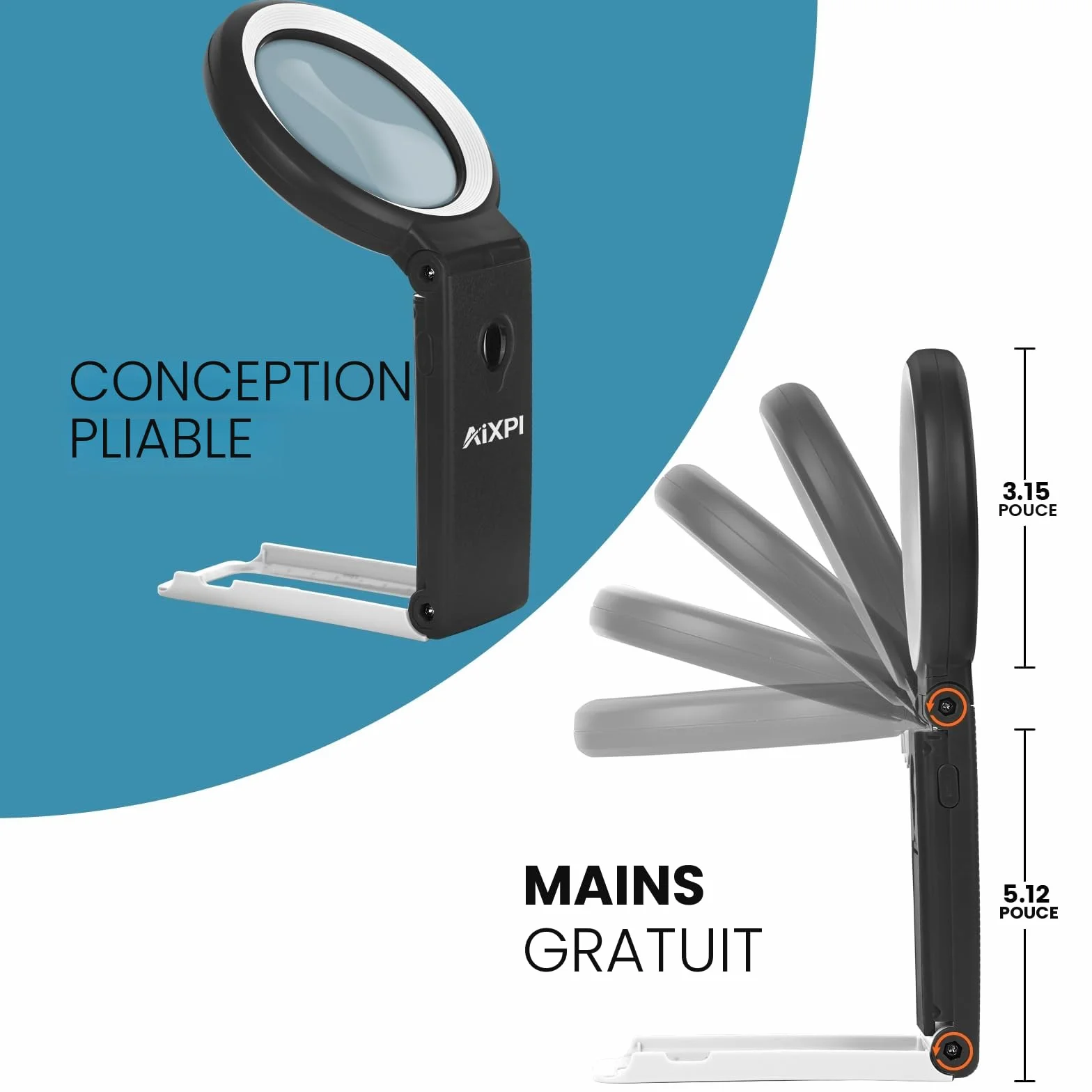 Loupe Grossissante sur Pied 18 LED 10X 30X avec Support Pliable pour Lecture Bijoux Inspection