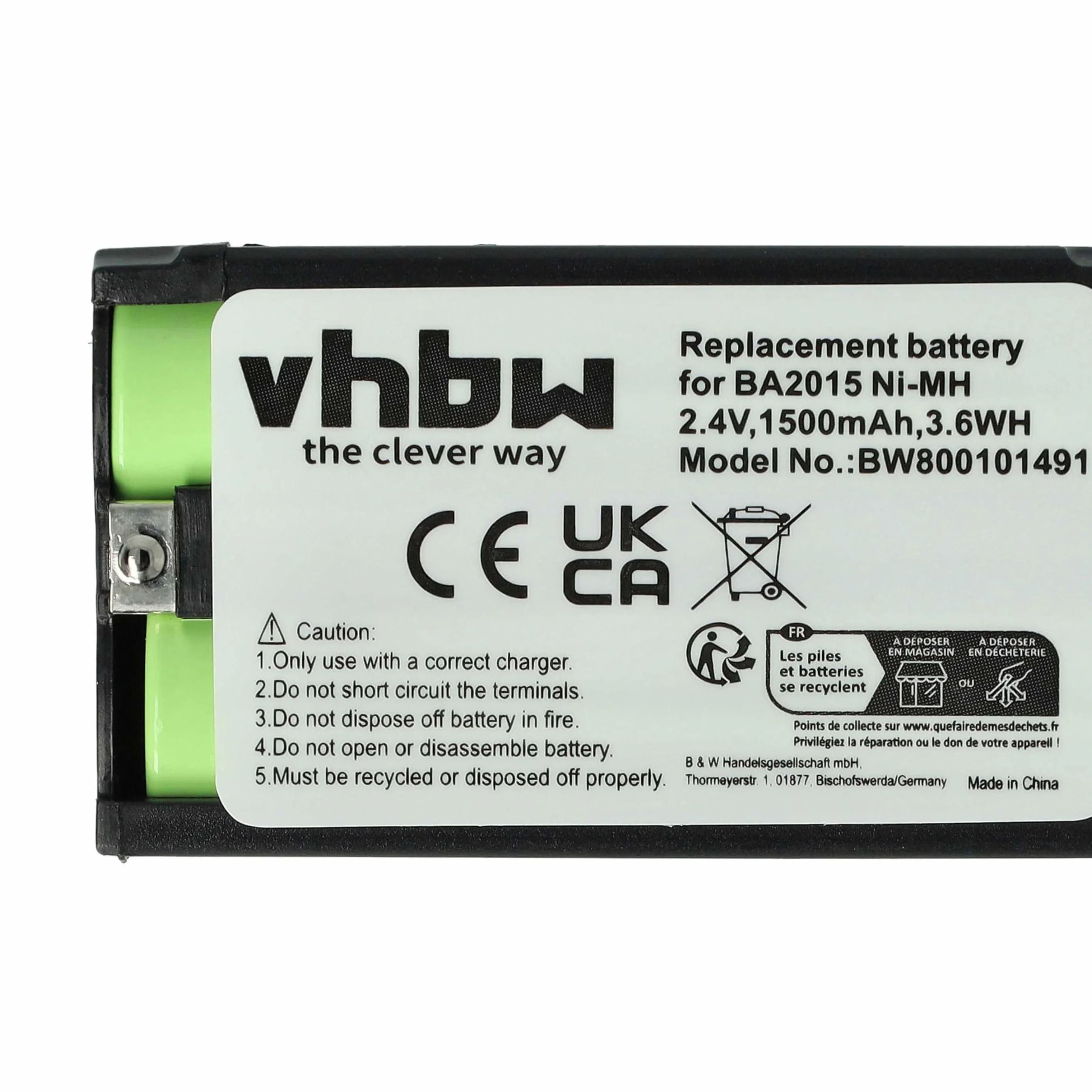 vhbw Batterie Remplacement pour Sennheiser BA2015 BA-2015 Micro 1500mAh 2,4V NiMH