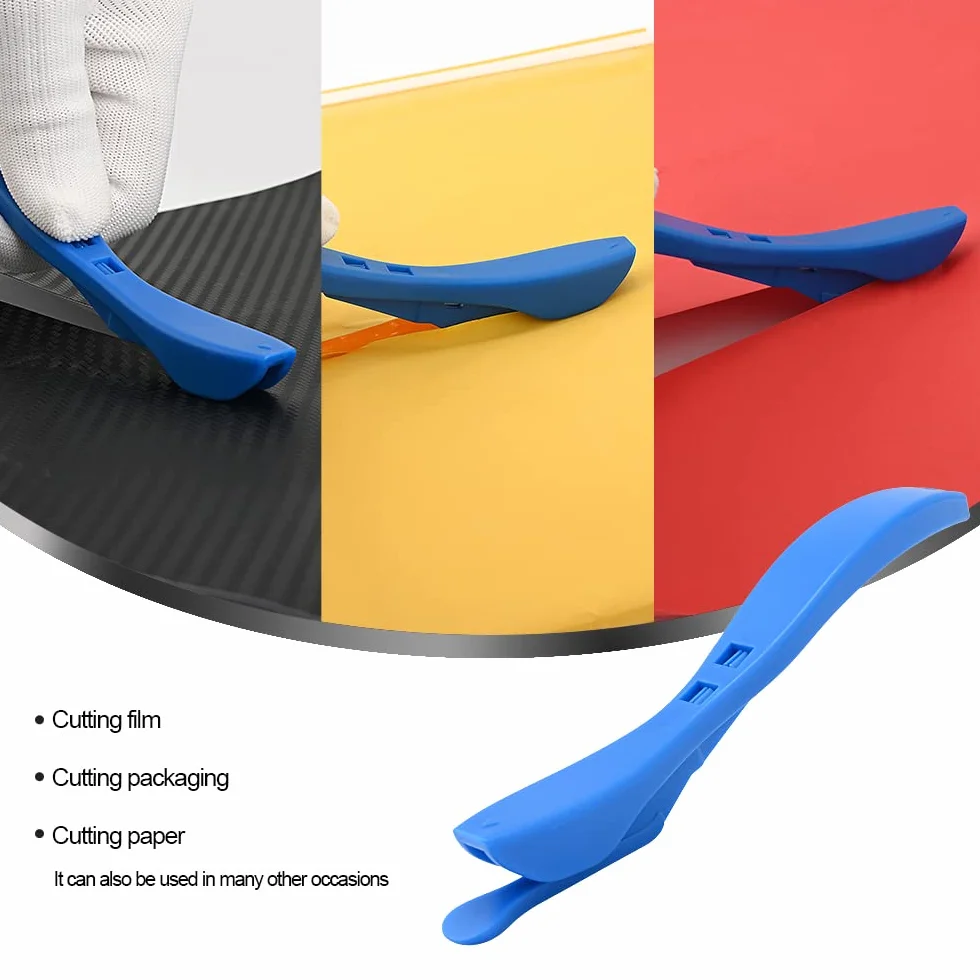EHDIS Cutter à Papier, Safety Cutter avec 5 Lames, Ouvre-lettre en Plastique Bleu