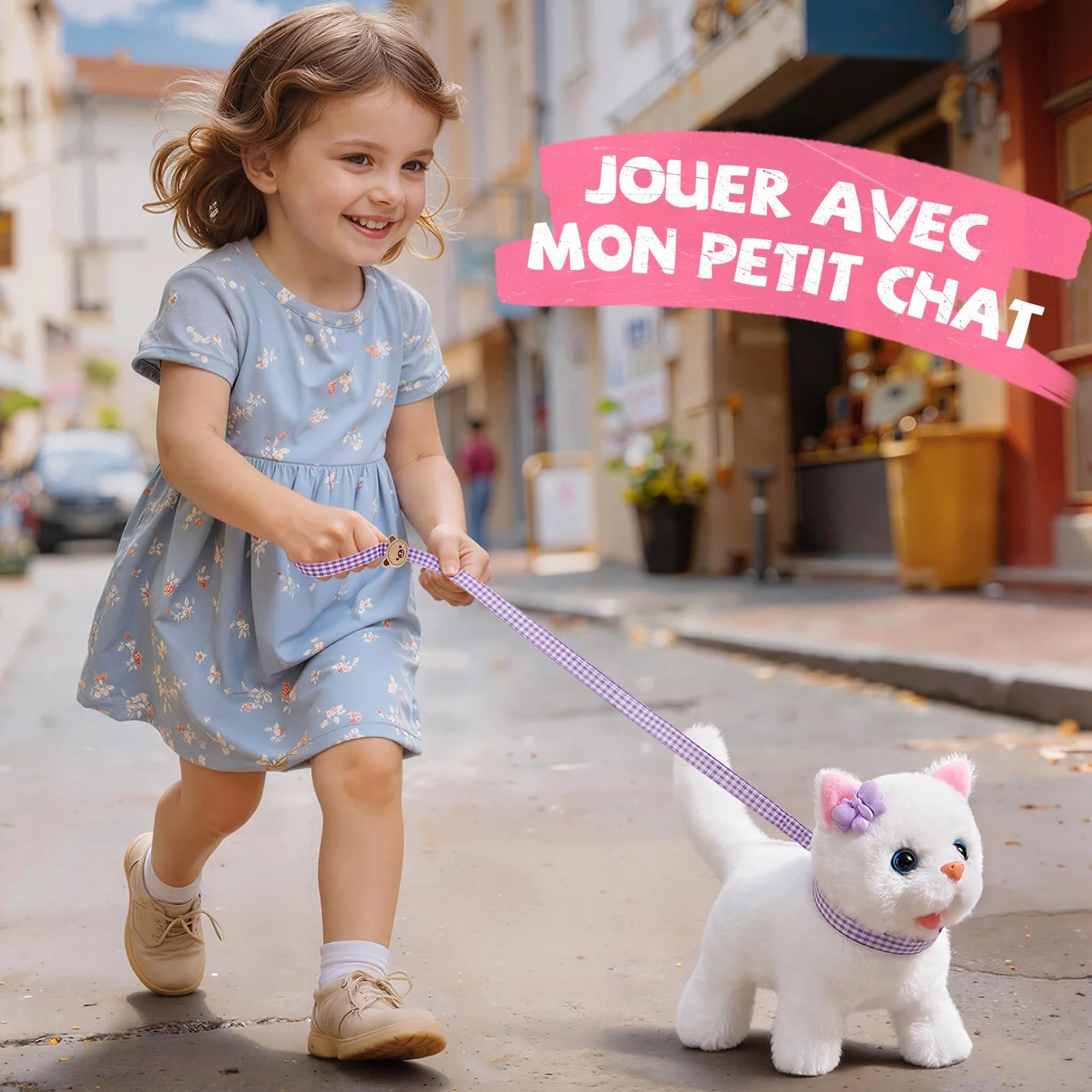 Jouet Chat Interactif pour Filles, Chat Robot avec Marche, Chat en Peluche Interactive 4 5 6 Ans