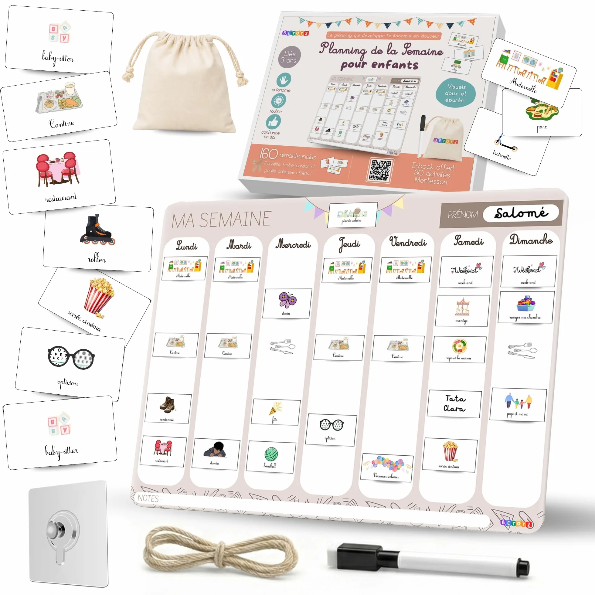 Semainier Enfant Magnétique 160 Aimants Calendrier Éducatif Routine Montessori Dès 3 Ans