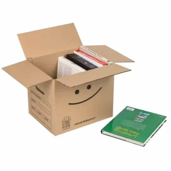 Cartons à livres avec poignées Pack 40 + 2 adhésifs