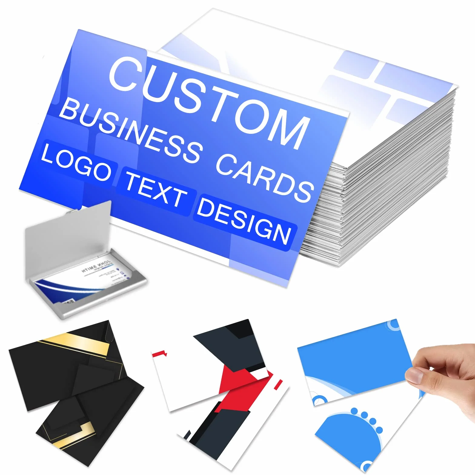 Cartes de Visite Personnalisées avec Logo, Texte Recto Verso, Imperméable 300gms pour Entreprises