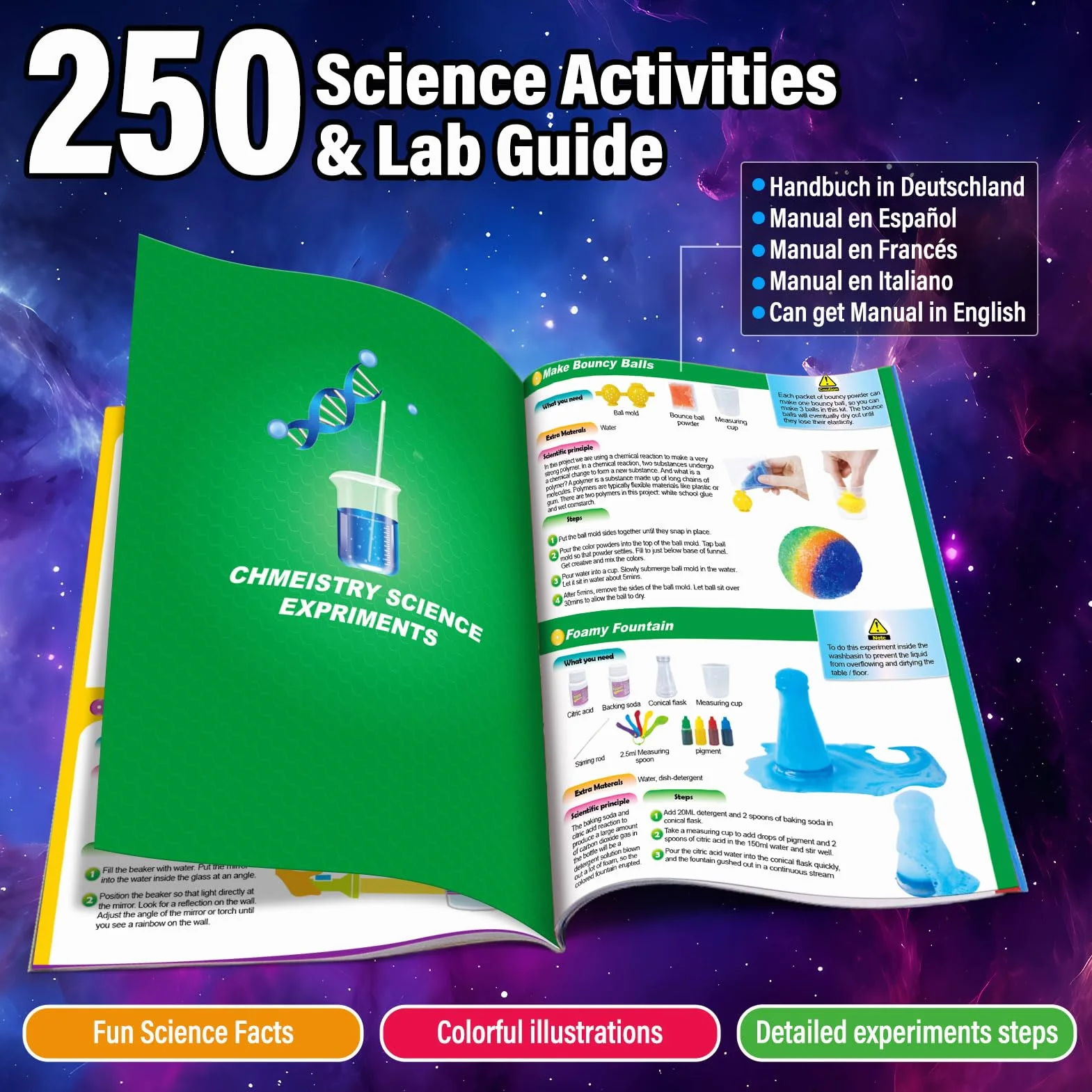 PATIFEED Kits Scientifiques Enfants 250+ Expériences Chimie Volcan Activités Manuelles