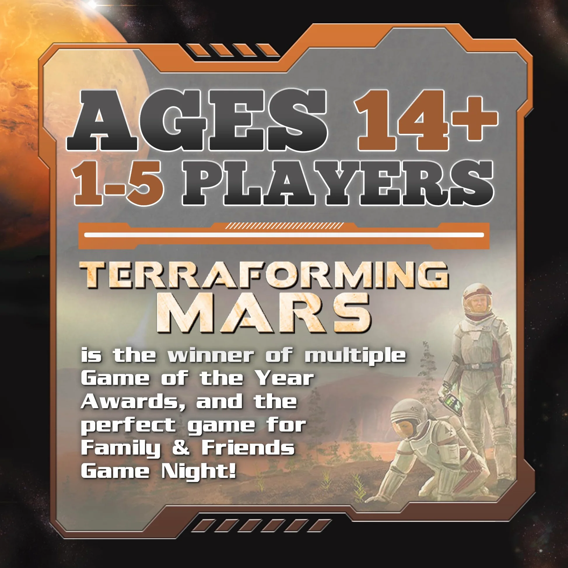 Stronghold Games , Terraforming Mars , Board Game , Ages 14+ , 1-5 Players , 90 - 120 Minute Playing Time