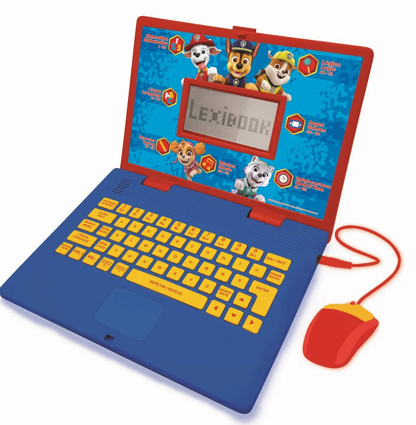 Lexibook JC598PAi4 Paw Patrol - Ordinateur Portable éducatif et bilingue - Jouet Portugais/Anglais pour Enfant (garçons et Filles) - 124 activités - Apprendre à Jouer à des Jeux et à la Musique avec